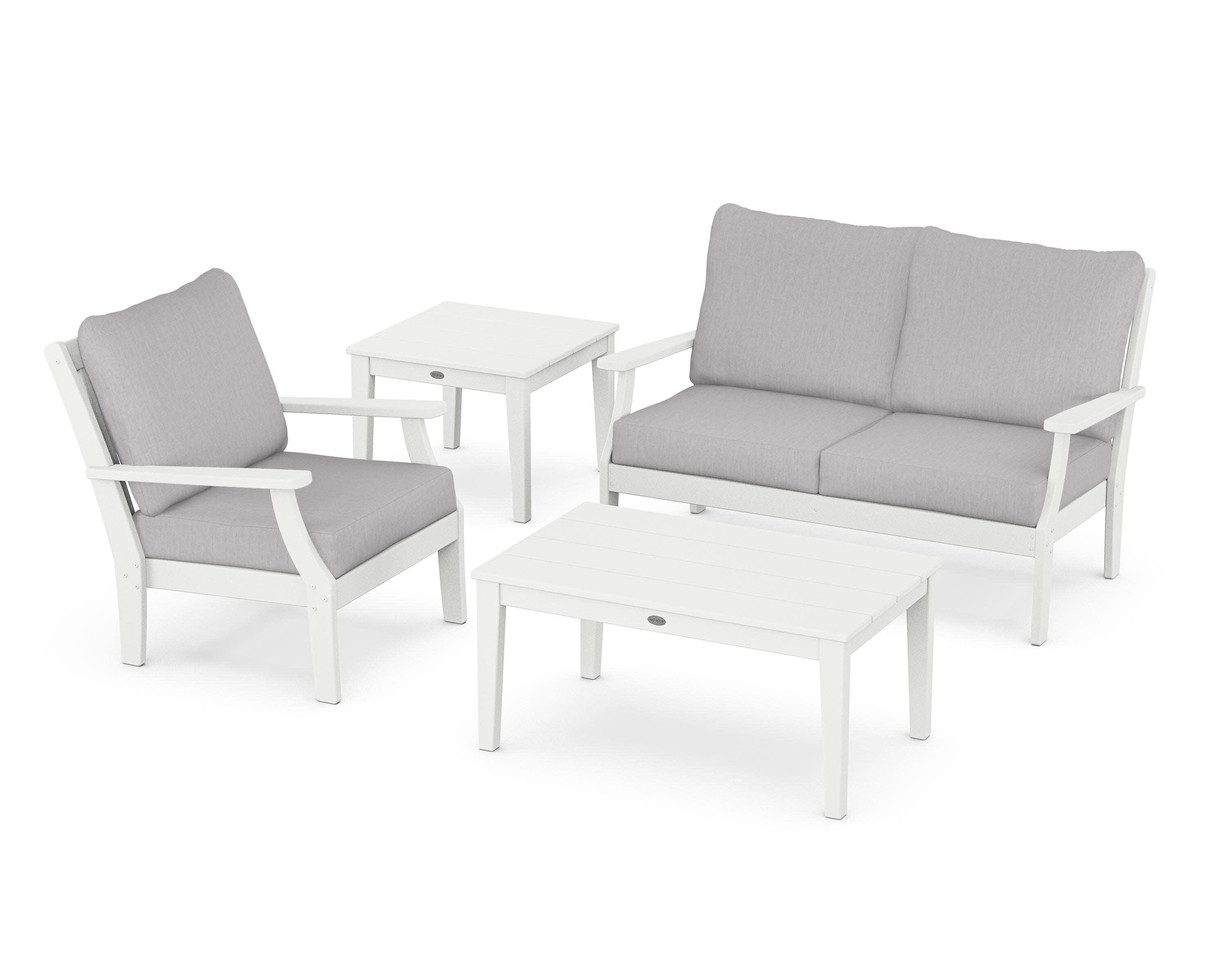 Braxton 4-Piece Deep Seating Set in White / Granite