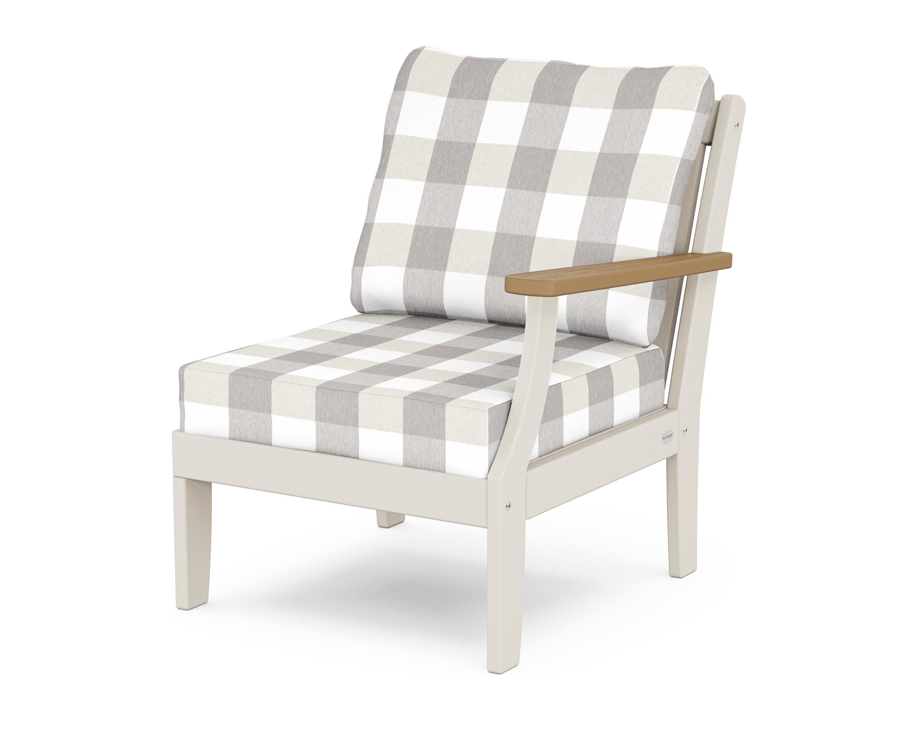 Braxton Modular Right Arm Chair in Sand / Natural / Buffalo Plaid Grey Mist