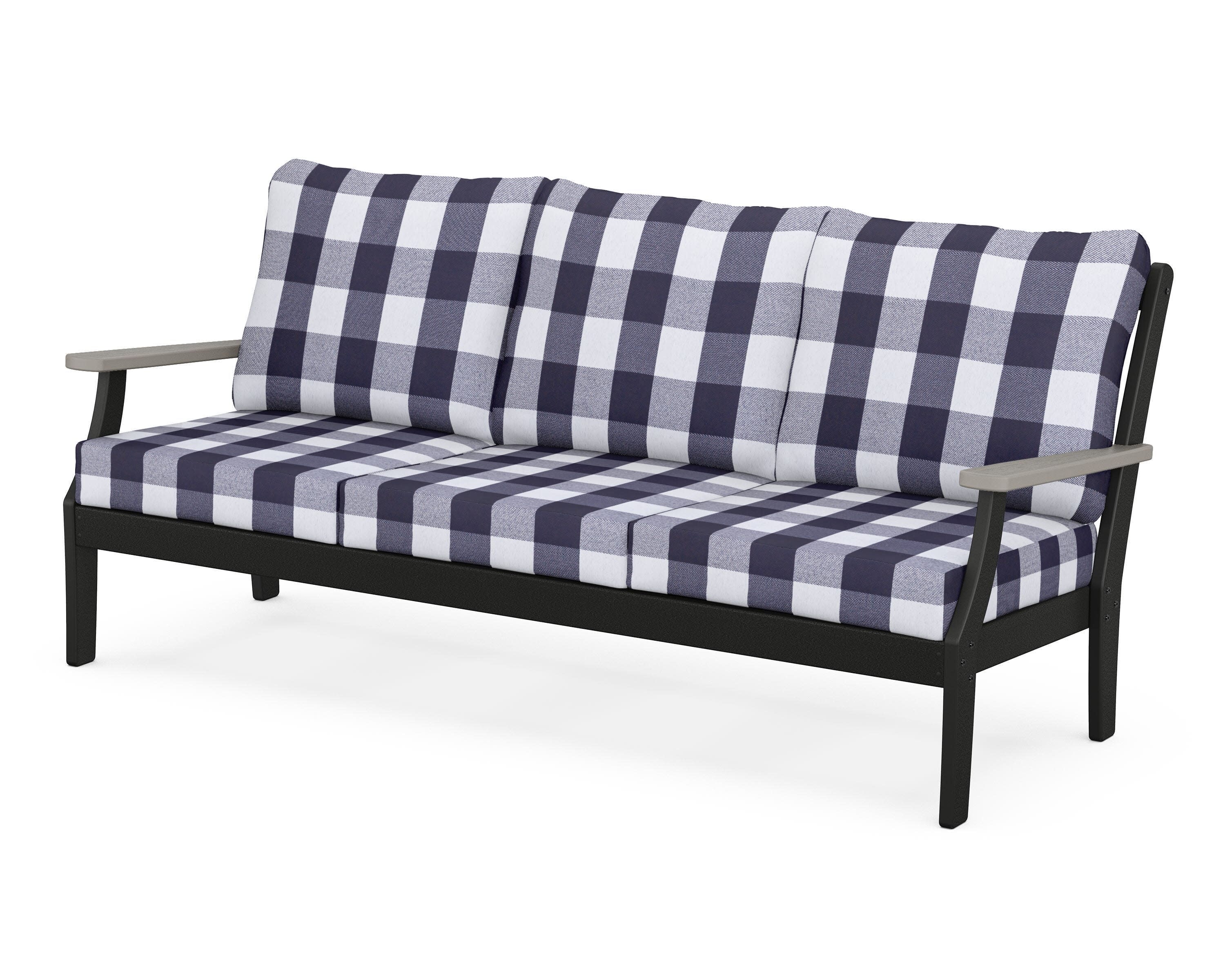 Braxton Deep Seating Sofa in Black / Driftwood / Buffalo Plaid Navy