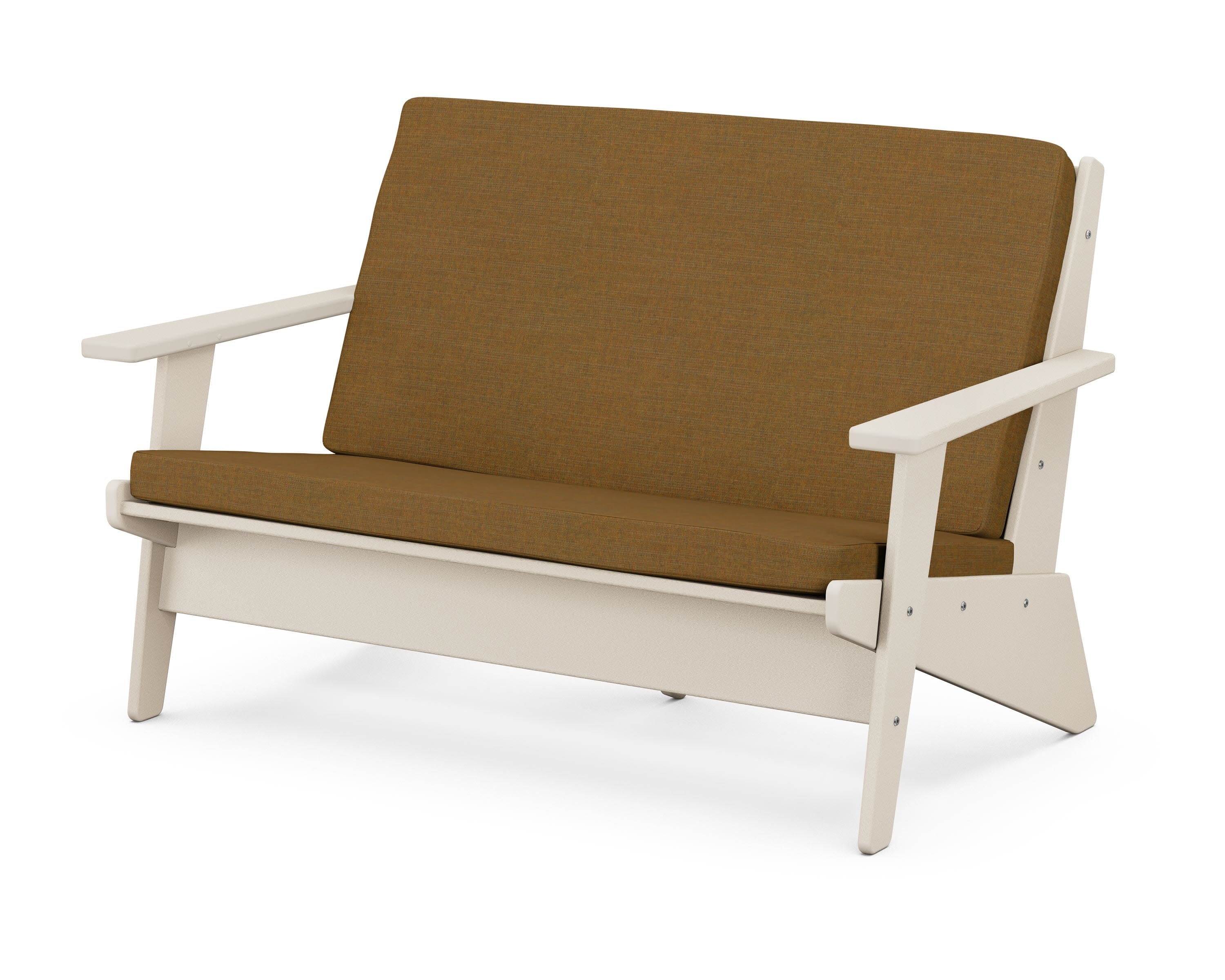 Riviera Modern Lounge Loveseat in Sand / Exhale Teak
