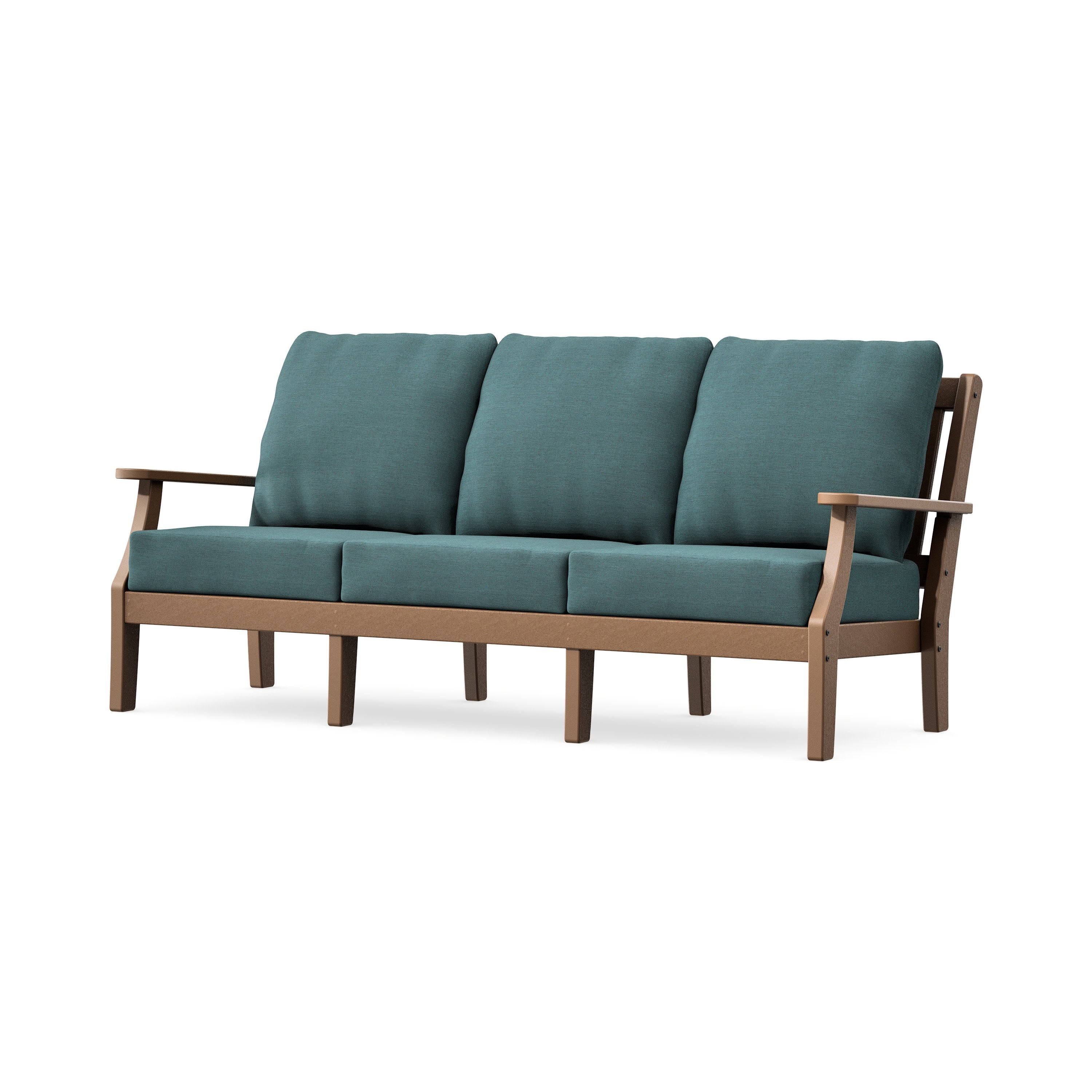 Chinoiserie Deep Seating Sofa in Teak / Ocean Teal