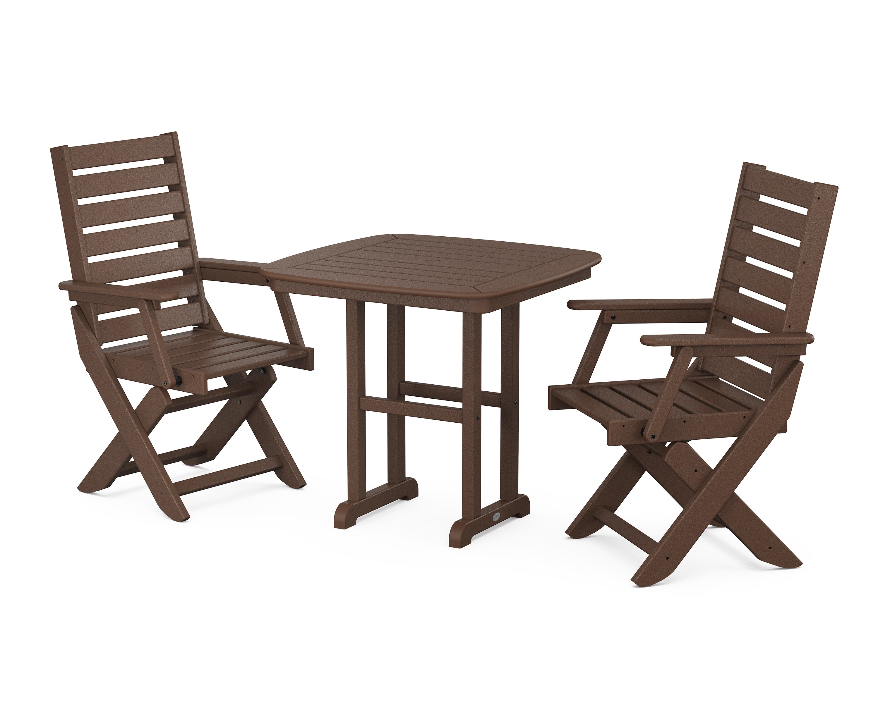 Captain Folding Chair 3-Piece Dining Set in Mahogany