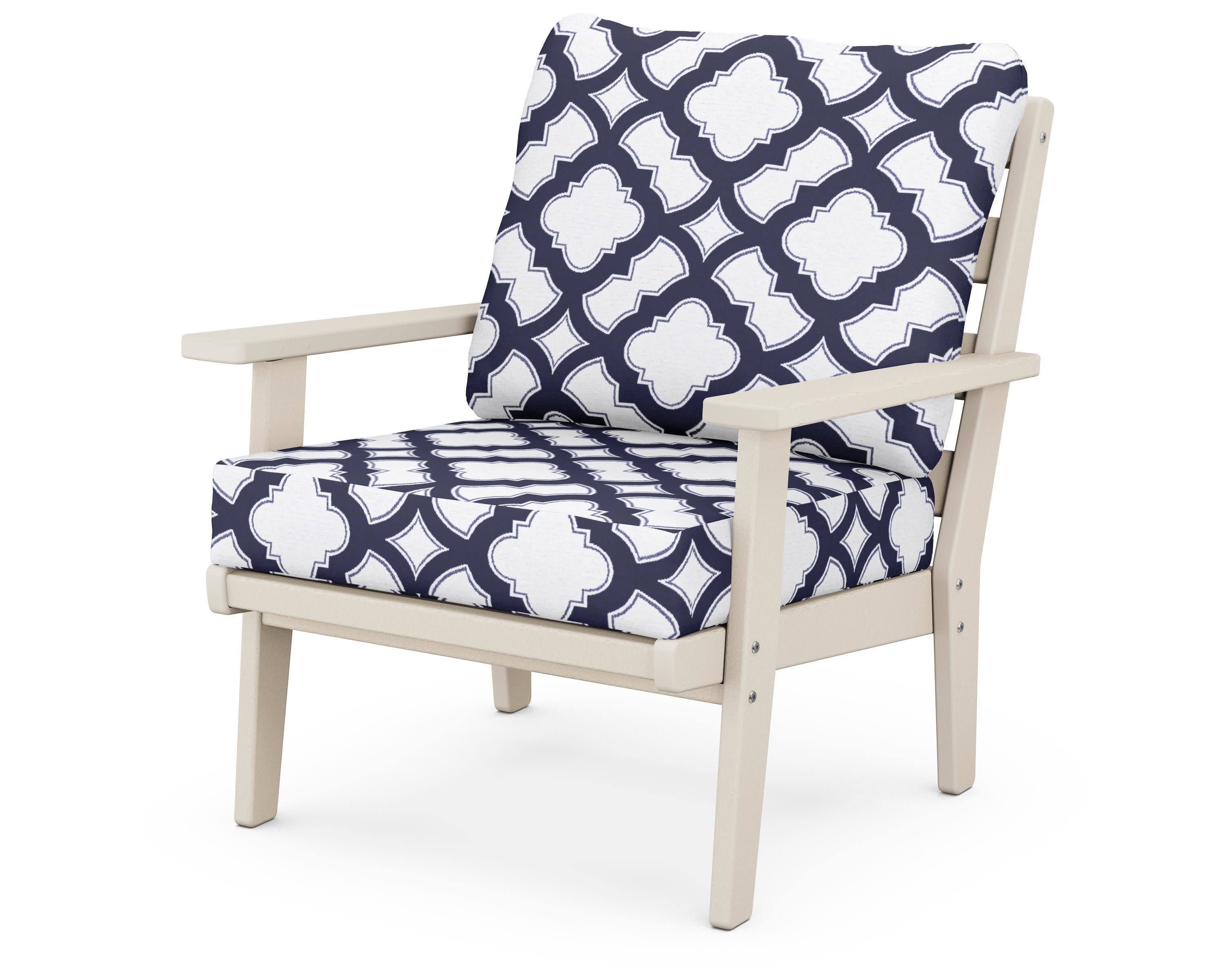 Grant Park Deep Seating Chair in Sand / Trellis Navy
