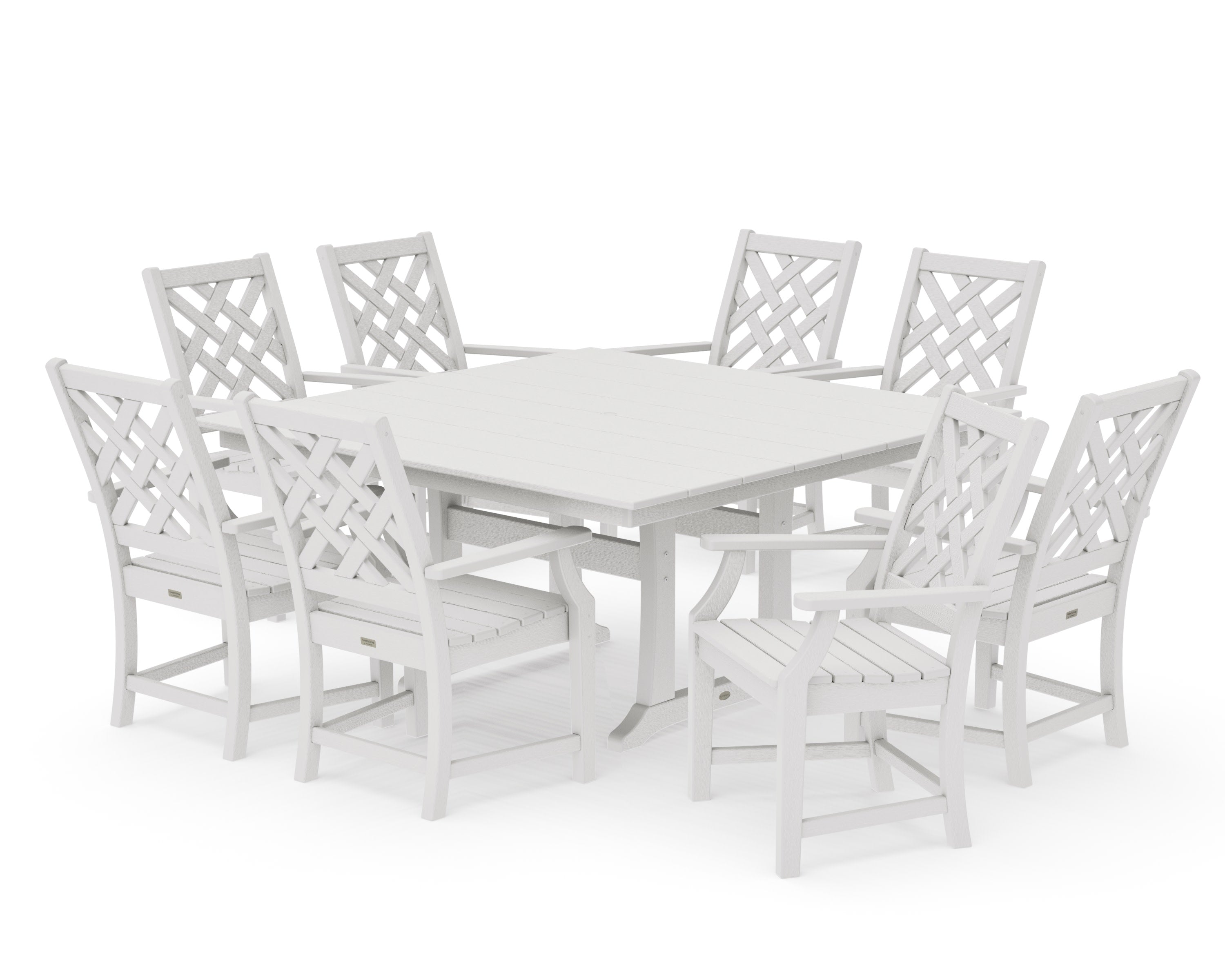 Wovendale 9-Piece Square Farmhouse Dining Set with Trestle Legs in Vintage White