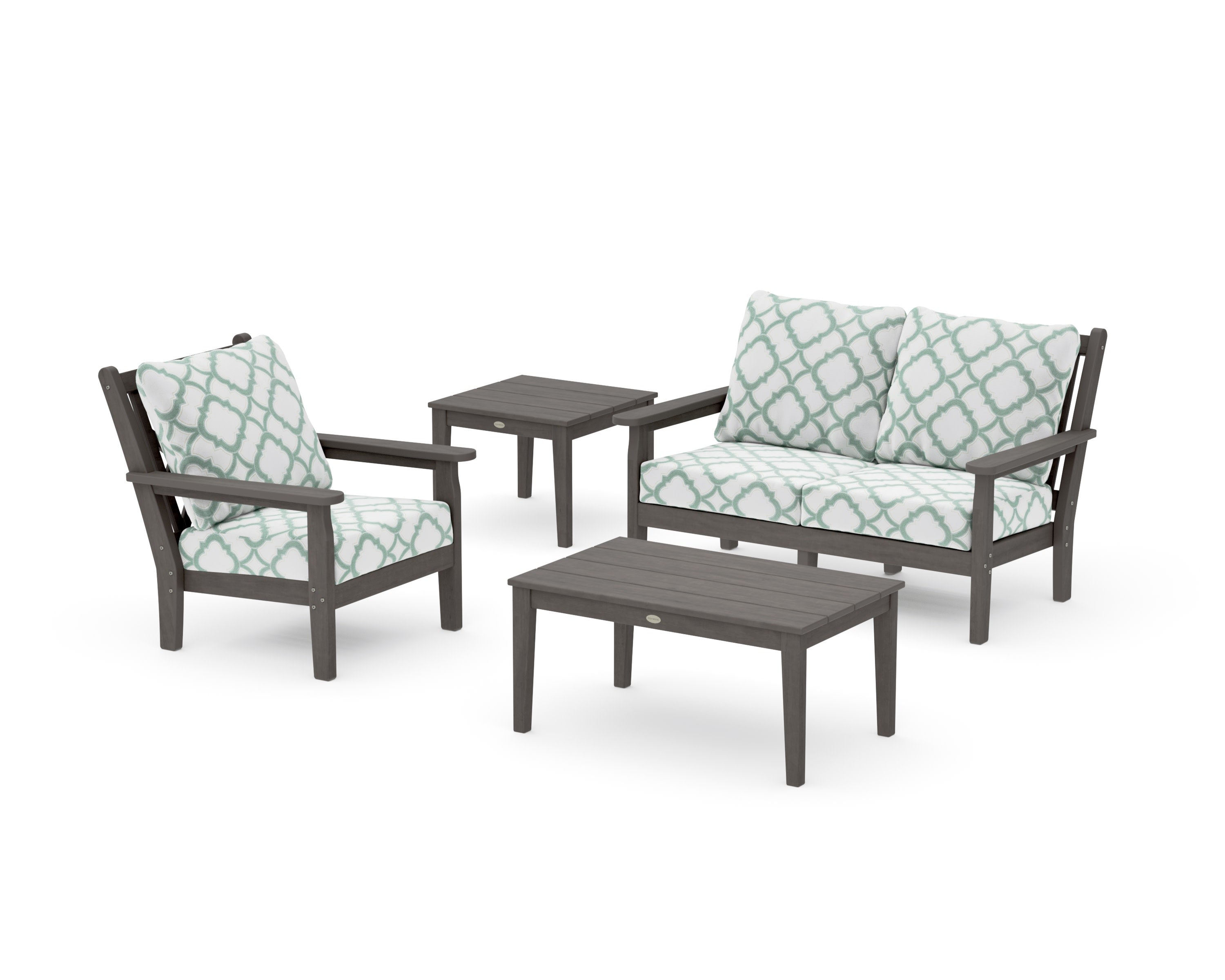 Chippendale 4-Piece Deep Seating Set in Driftwood / Trellis Glacier Spa