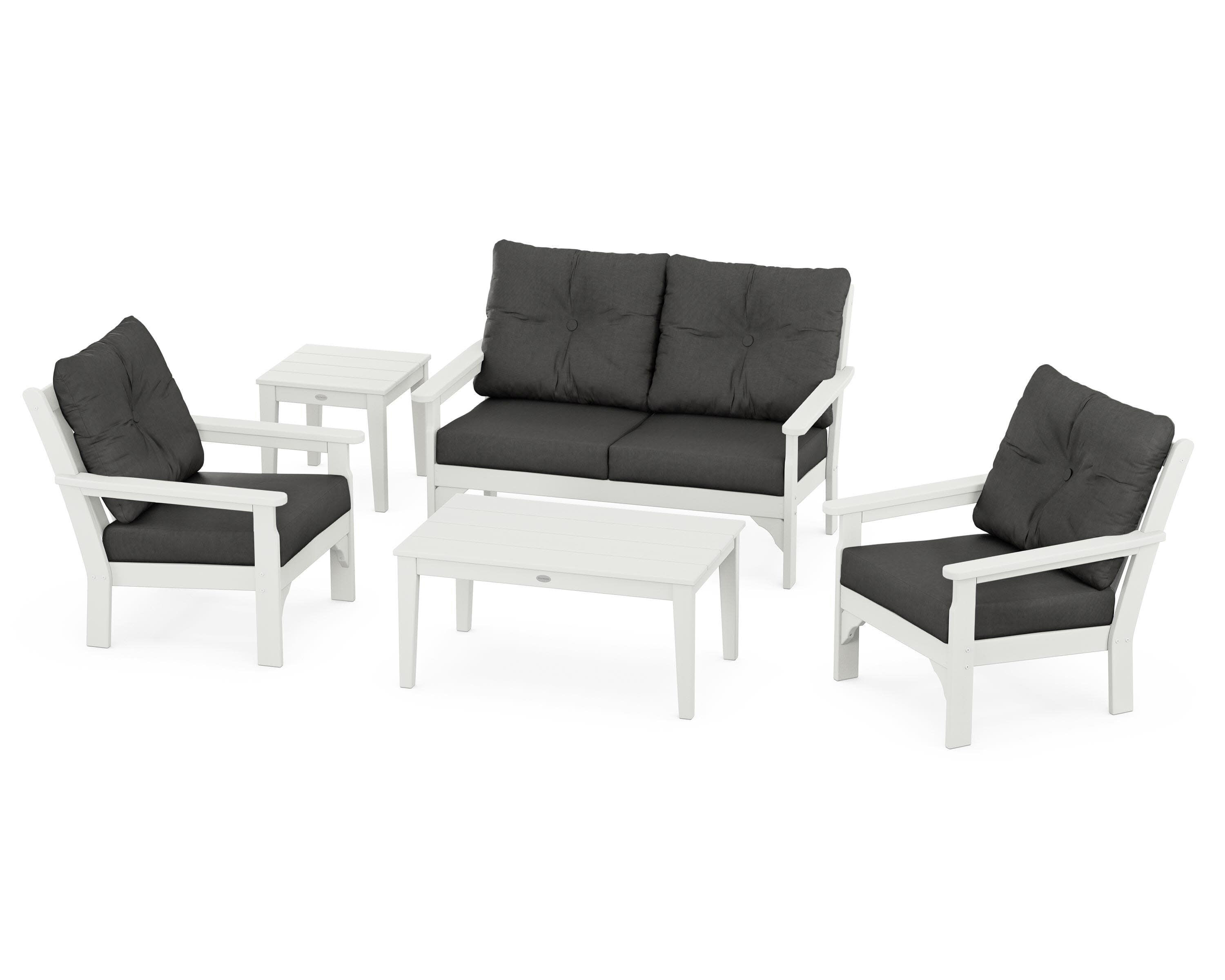 Vineyard 5-Piece Deep Seating Set in Vintage White / Spectrum Carbon