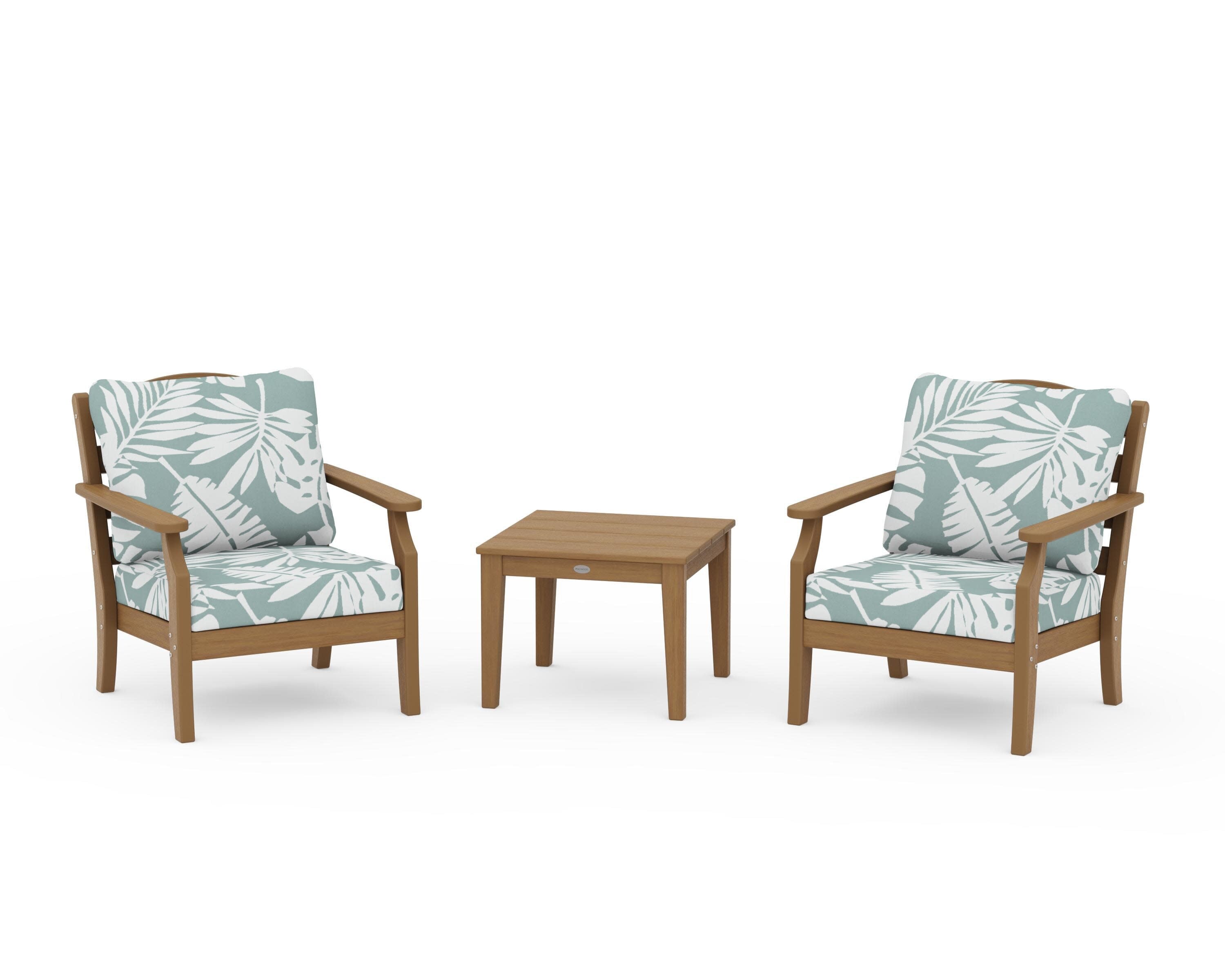 Savannah 3-Piece Deep Seating Set in Natural / Leaf Glacier Spa