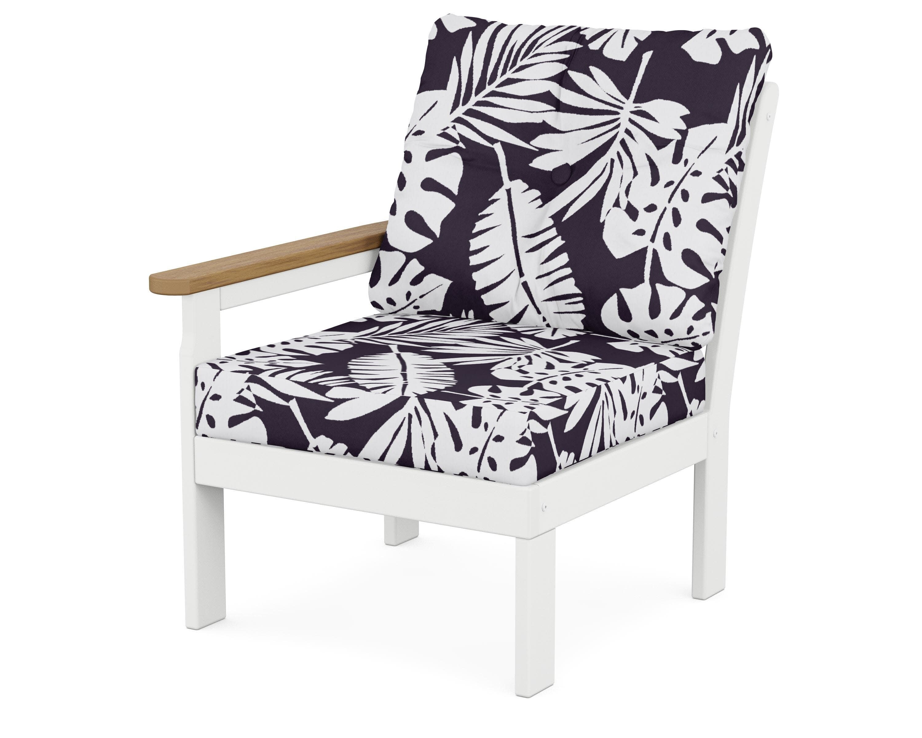 Vineyard Modular Left Arm Chair in White / Natural / Leaf Navy