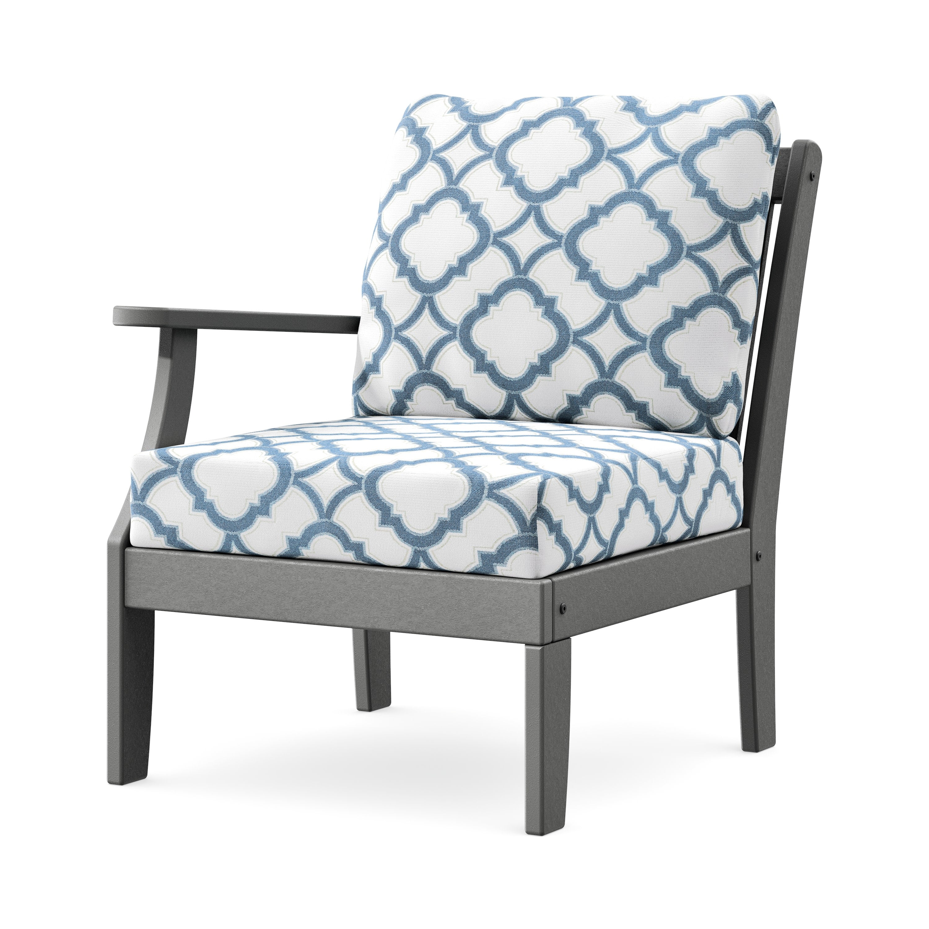 Braxton Modular Left Arm Chair in Slate Grey / Trellis Sky Blue