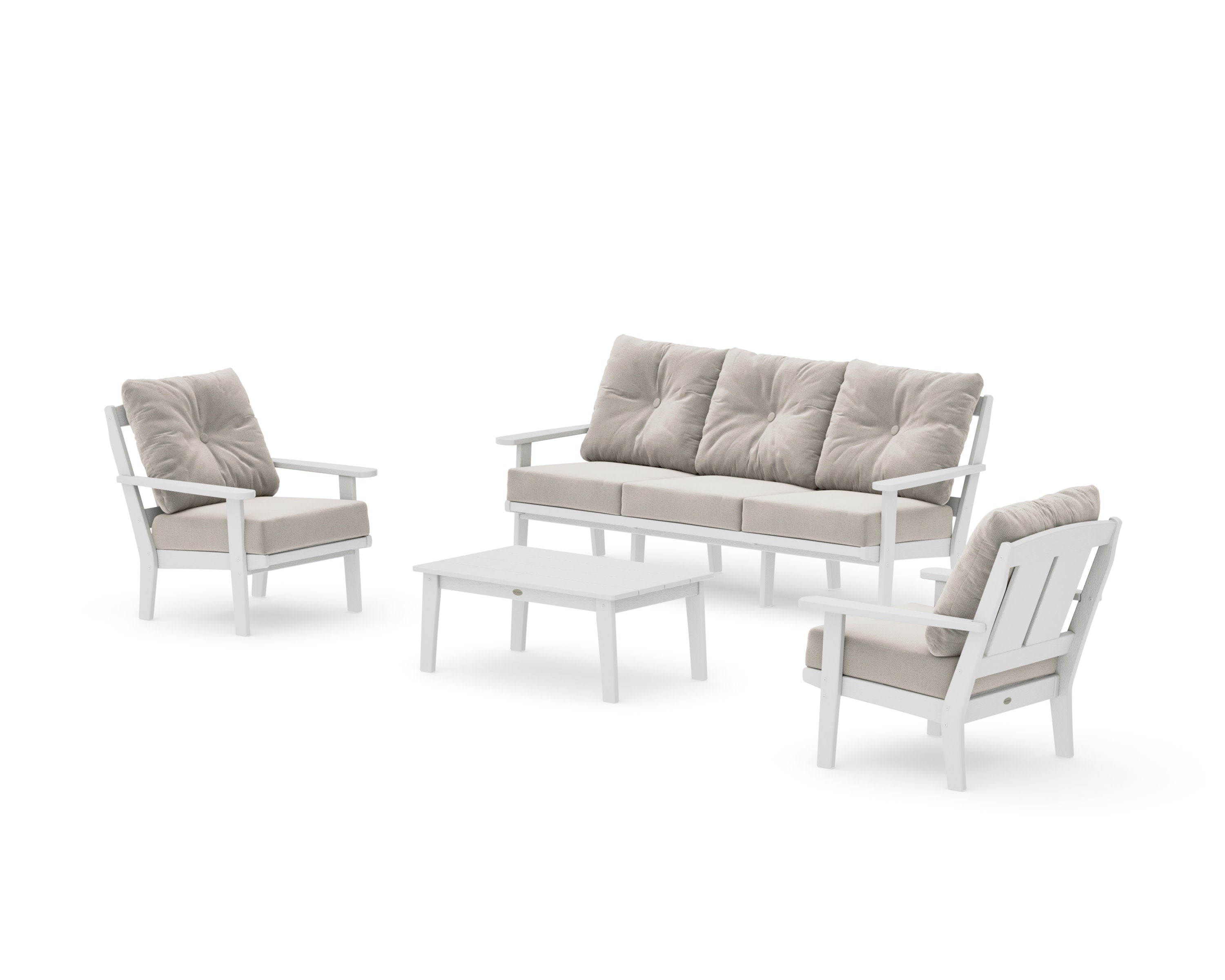 Mission 4-Piece Deep Seating Set with Sofa in Vintage White / Dune Burlap