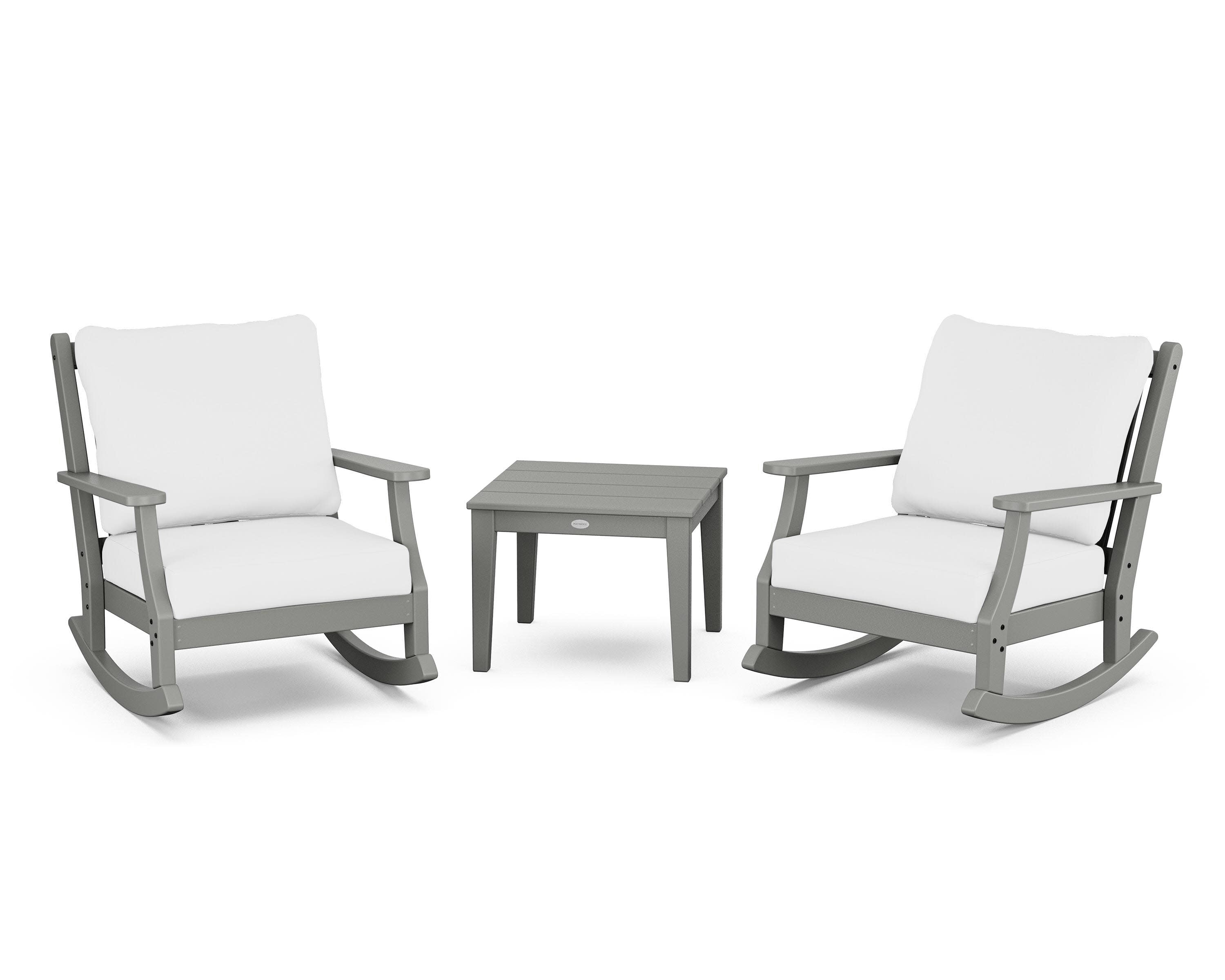 Wovendale 3-Piece Deep Seating Rocker Set in Slate Grey / Natural