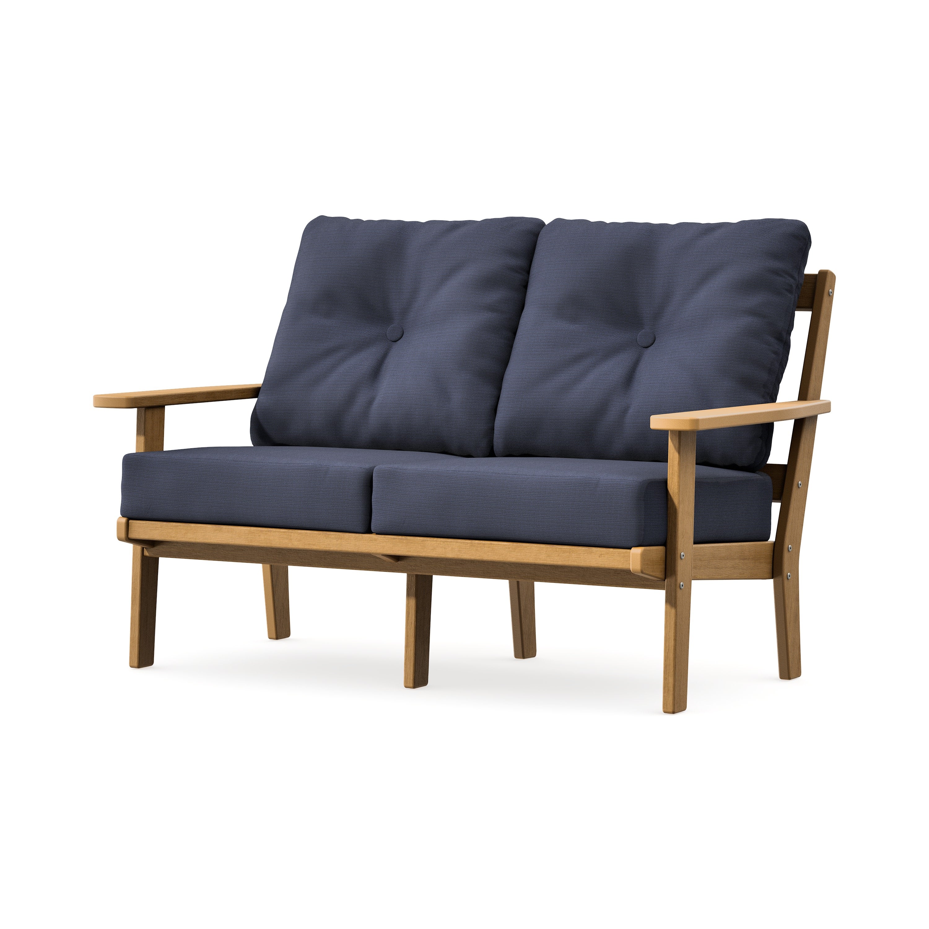 Oxford Deep SeatingLoveseat in Natural / Navy Linen