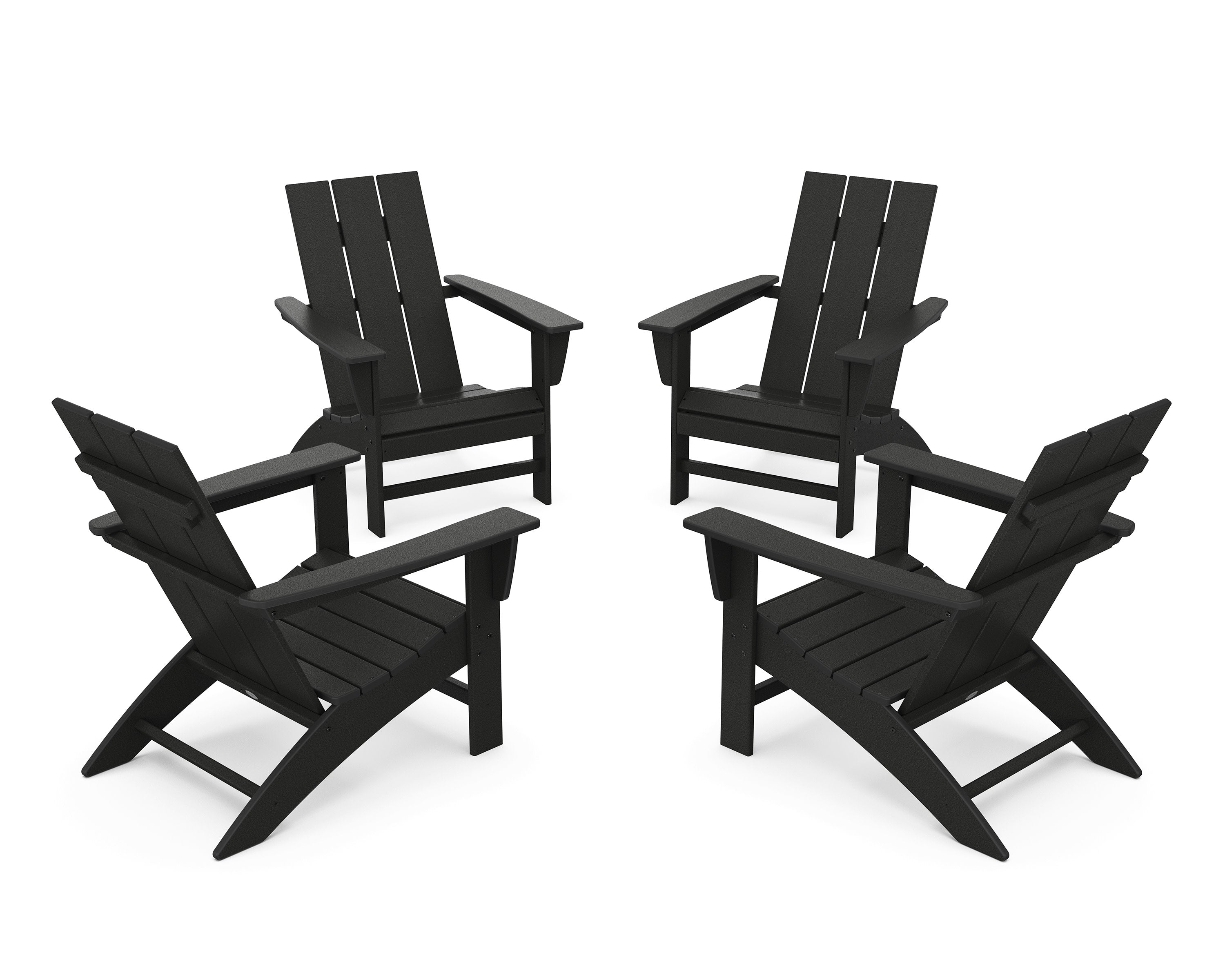 4-Piece Modern Adirondack Chair Conversation Set in Black