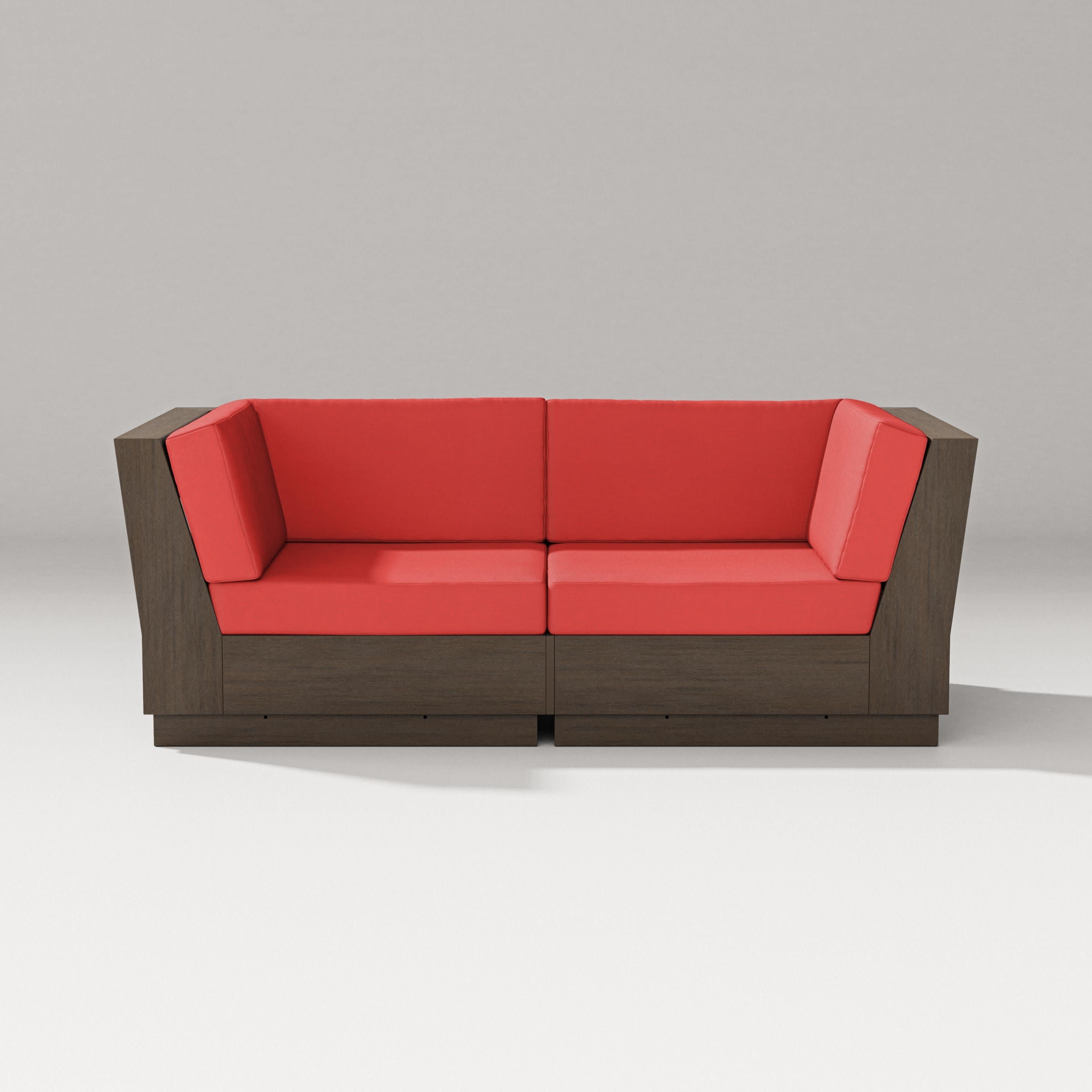 Elevate Loveseat Sectional in Kona / Crimson Linen