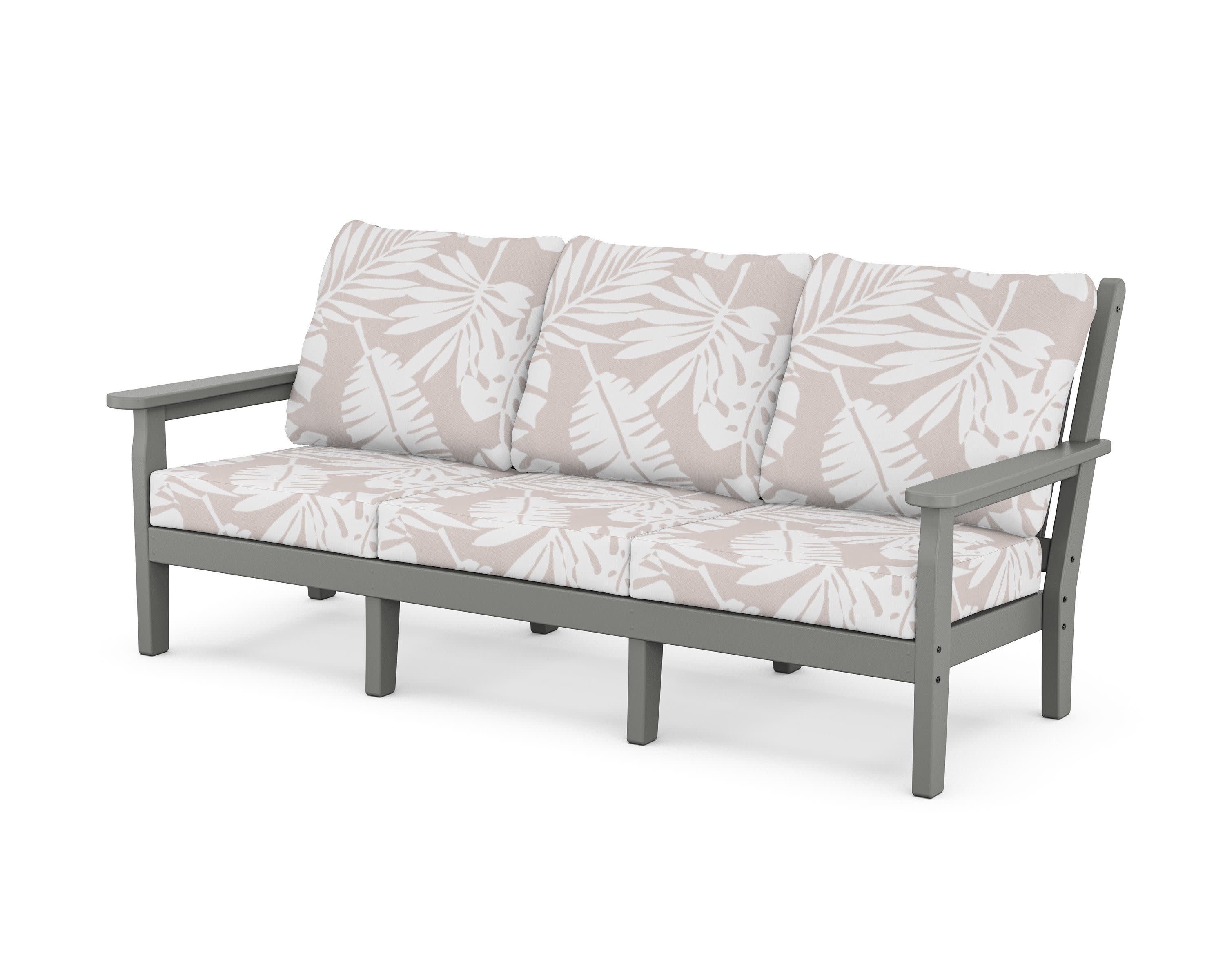 Chippendale Deep Seating Sofa in Slate Grey / Leaf Dune Burlap