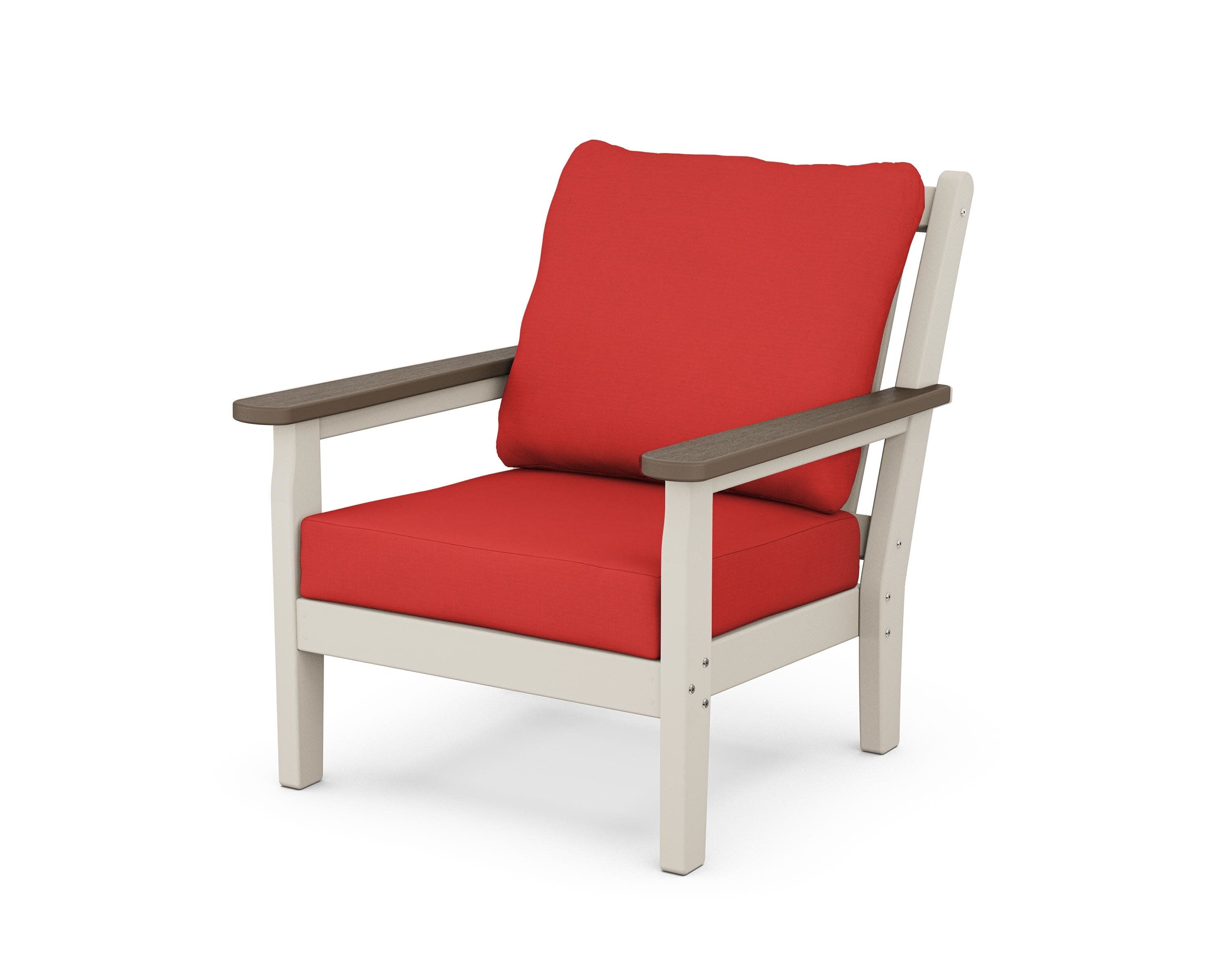 Chippendale Deep Seating Chair in Sand / Kona / Crimson Linen