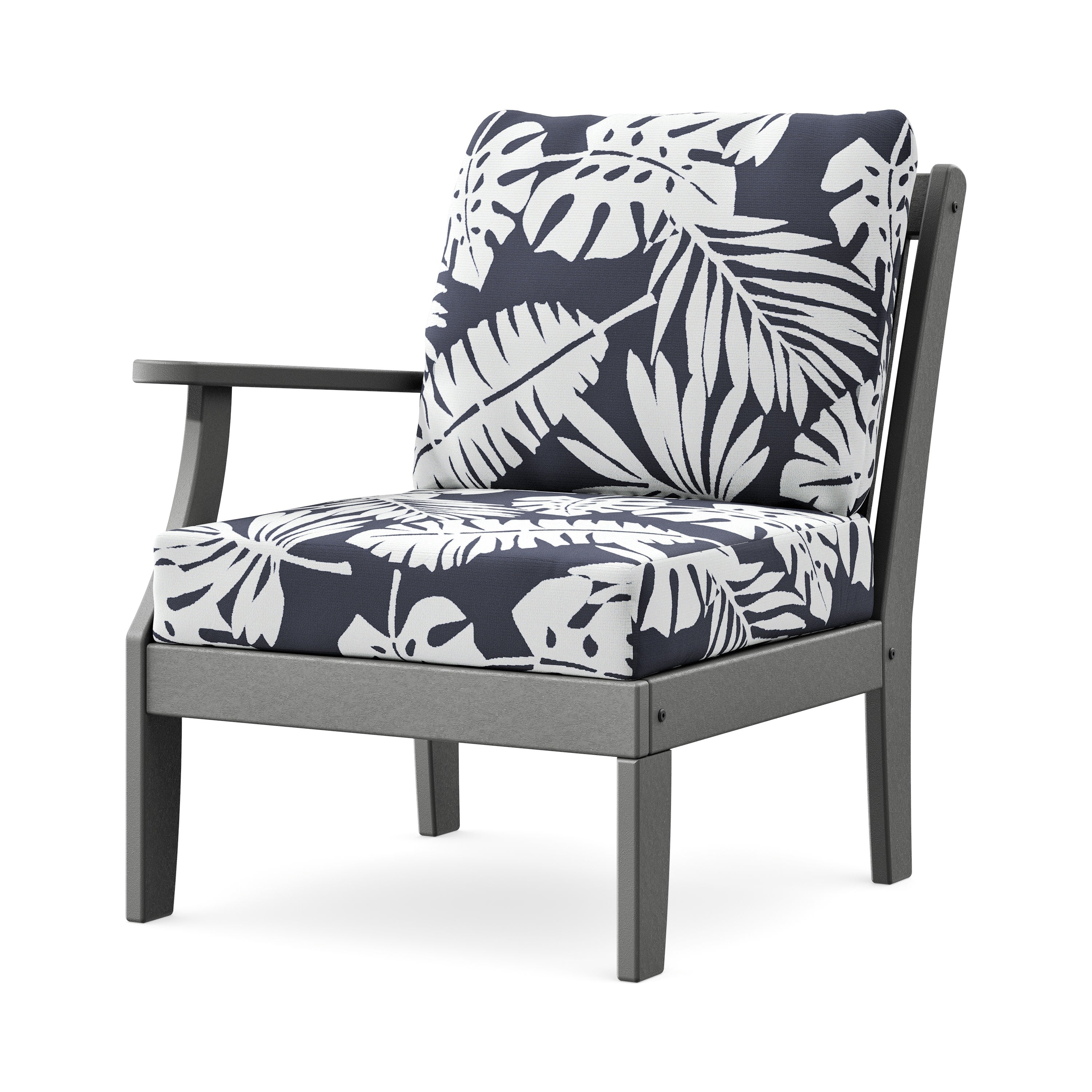 Braxton Modular Left Arm Chair in Slate Grey / Leaf Navy