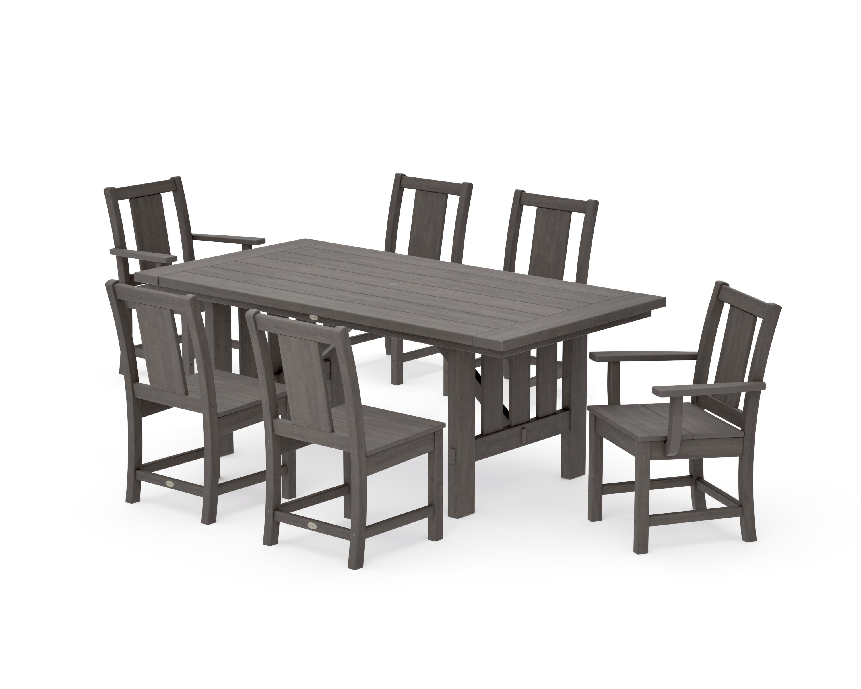 Prairie 7-Piece Dining Set with Mission Table in Driftwood