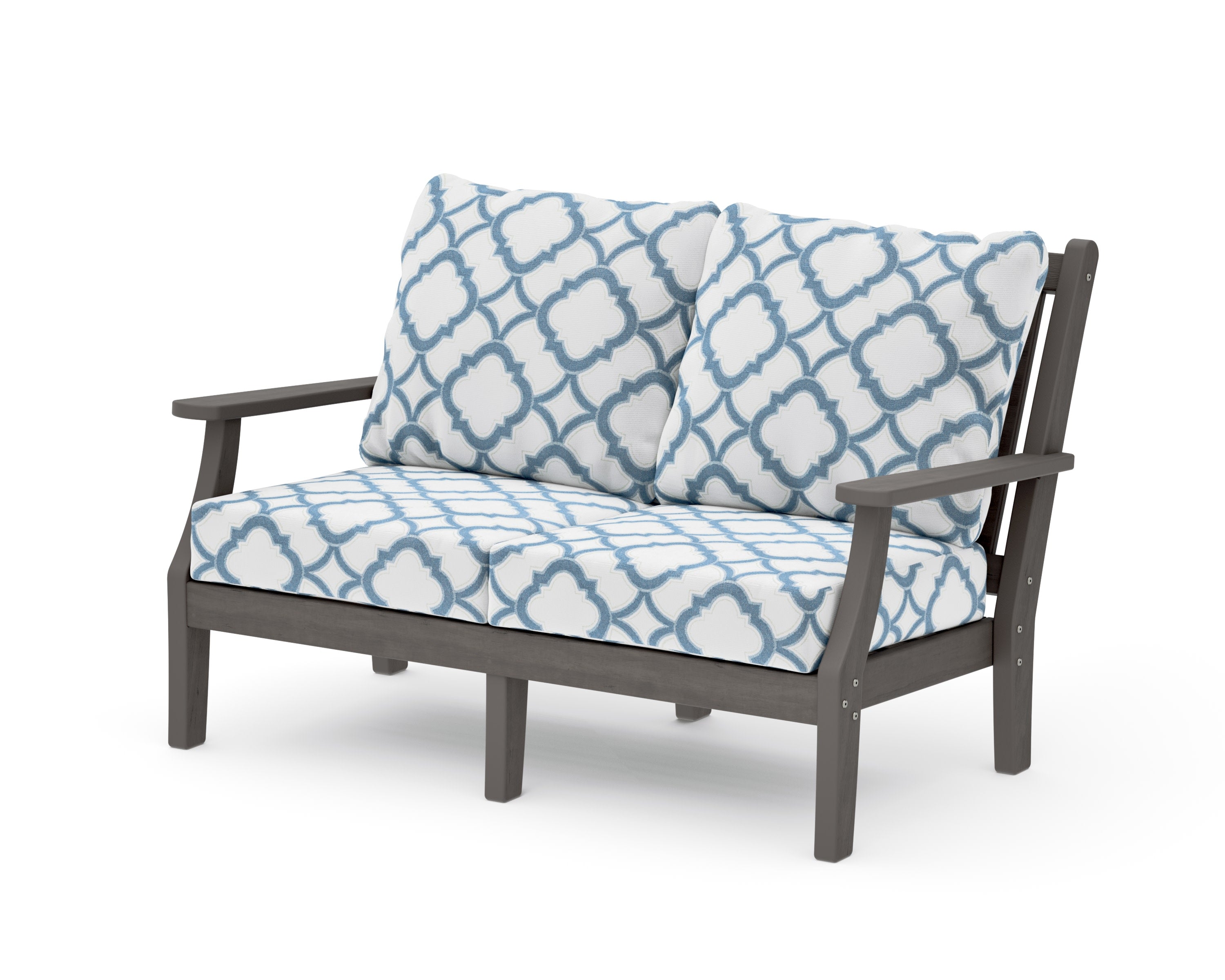 Wovendale Deep Seating Loveseat in Driftwood / Trellis Sky Blue