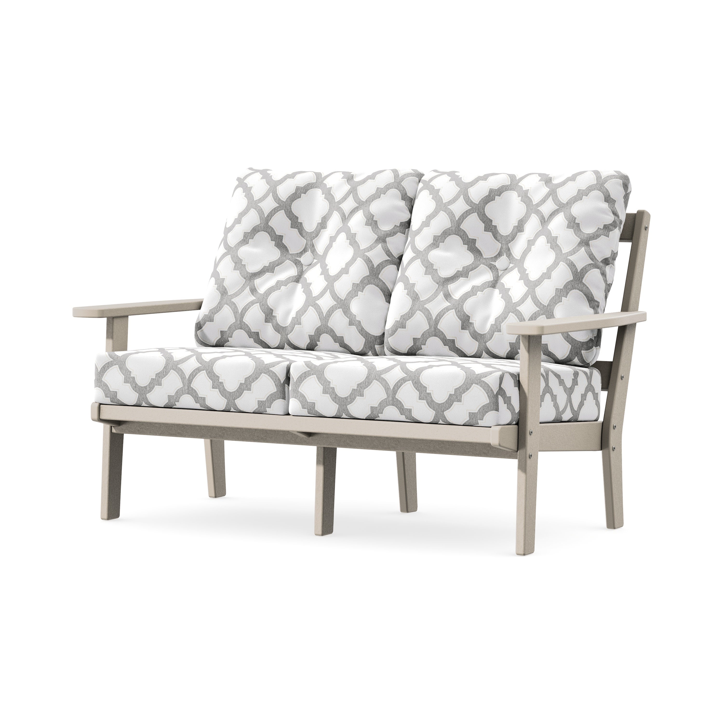 Prairie Deep SeatingLoveseat in Sand / Trellis Grey Mist