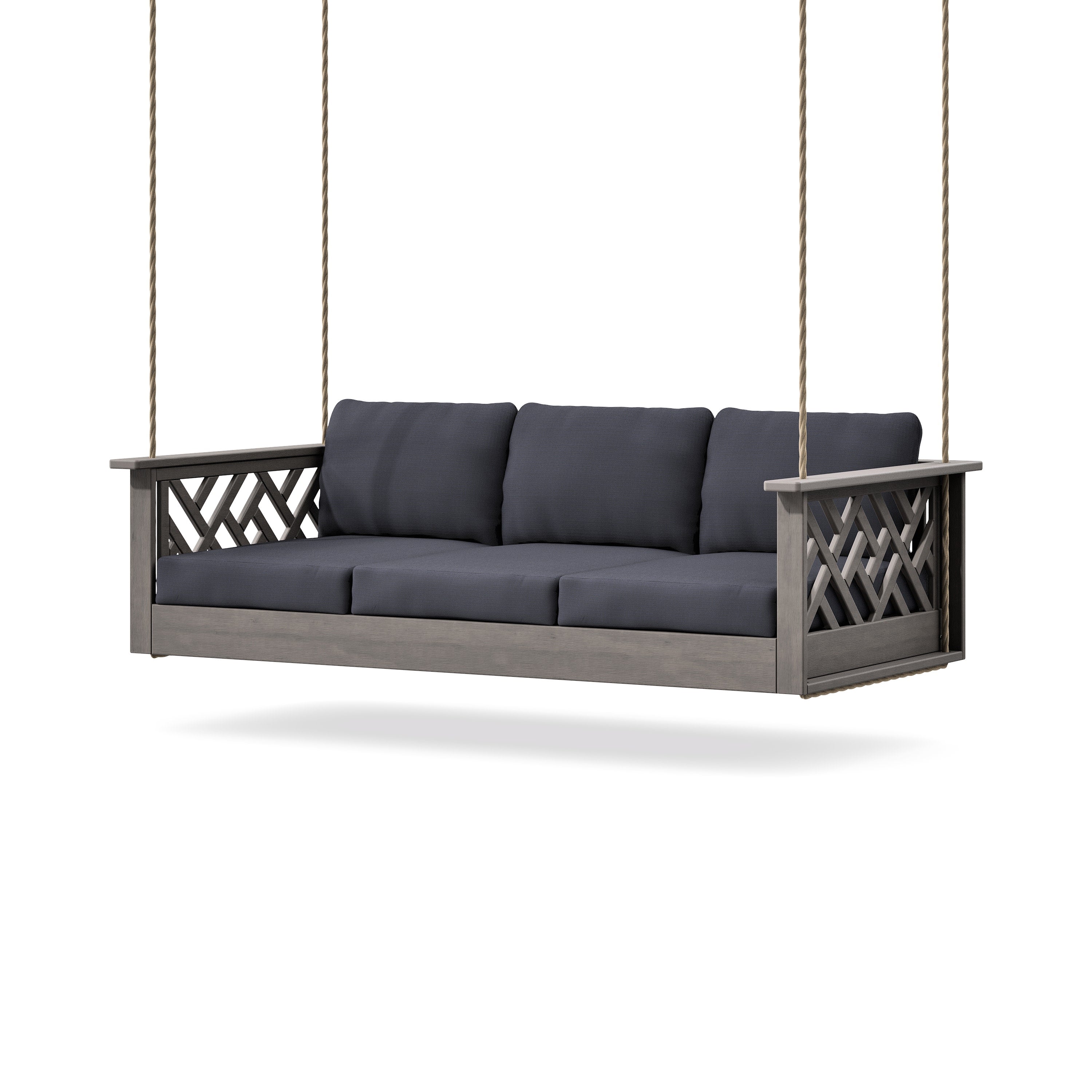 Chippendale Daybed Swing in Driftwood / Midnight Linen