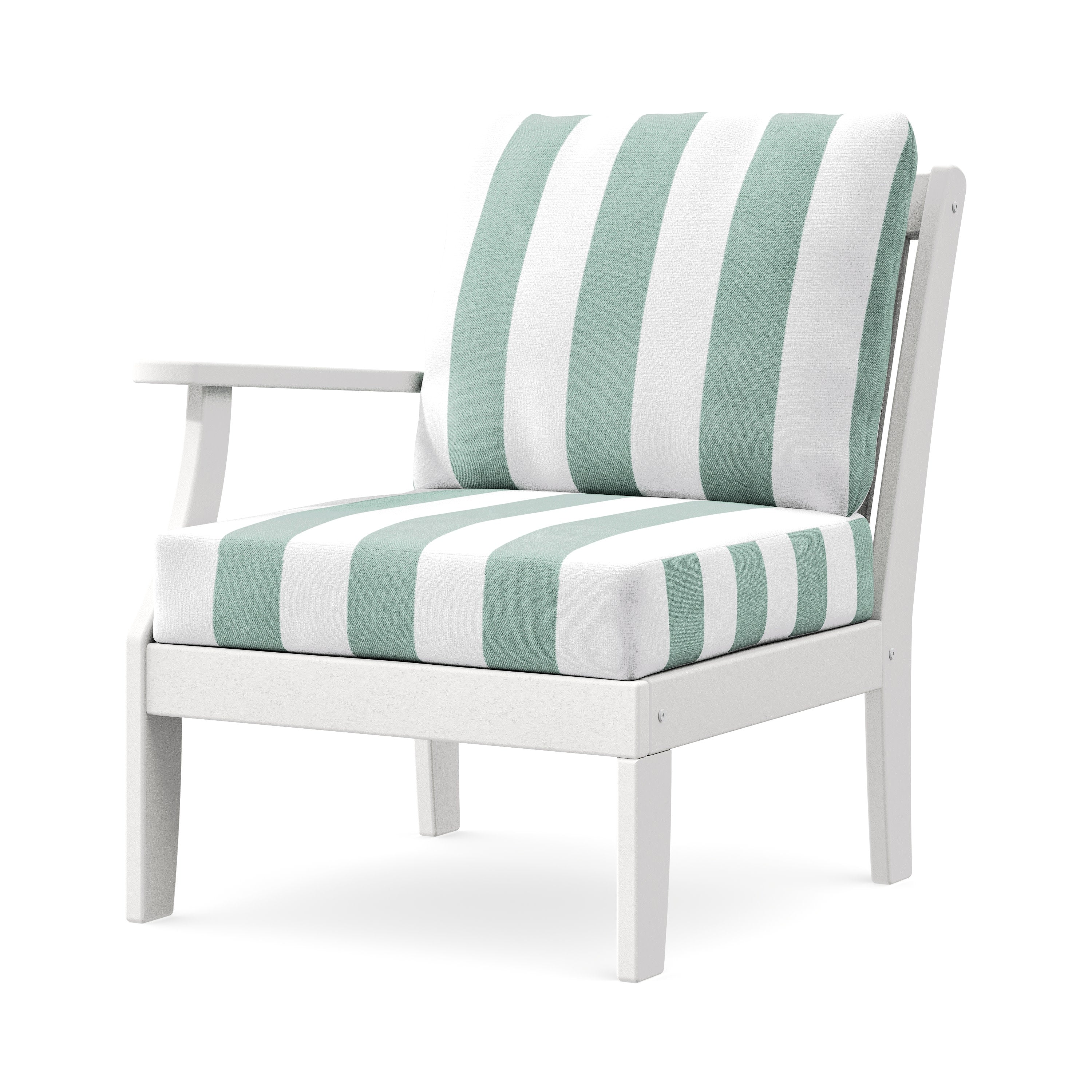 Braxton Modular Left Arm Chair in White / Cabana Stripe Glacier Spa