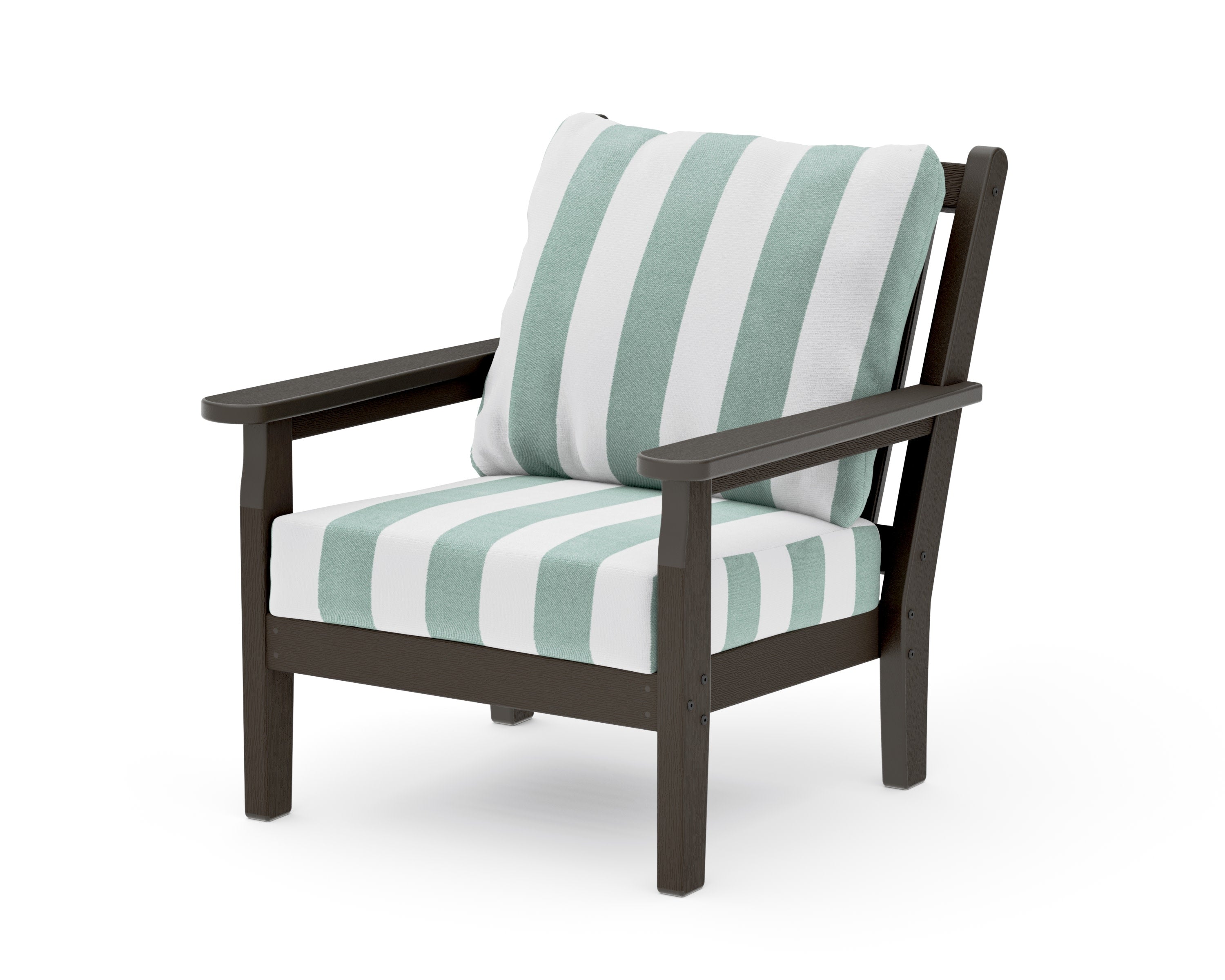 Chippendale Deep Seating Chair in Vintage Coffee / Cabana Stripe Glacier Spa