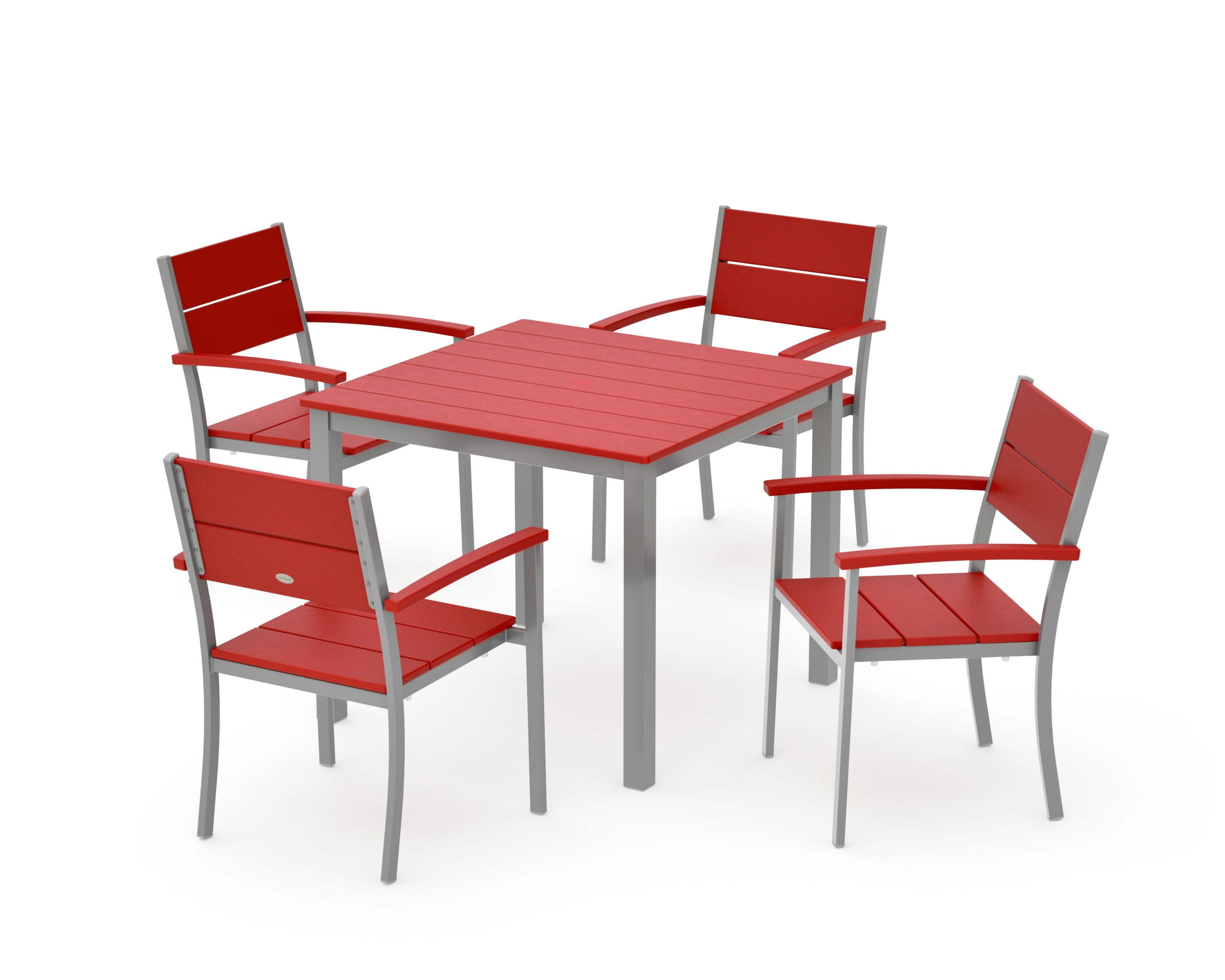 Main Street 5-Piece Dining Set in Silver / Sunset Red