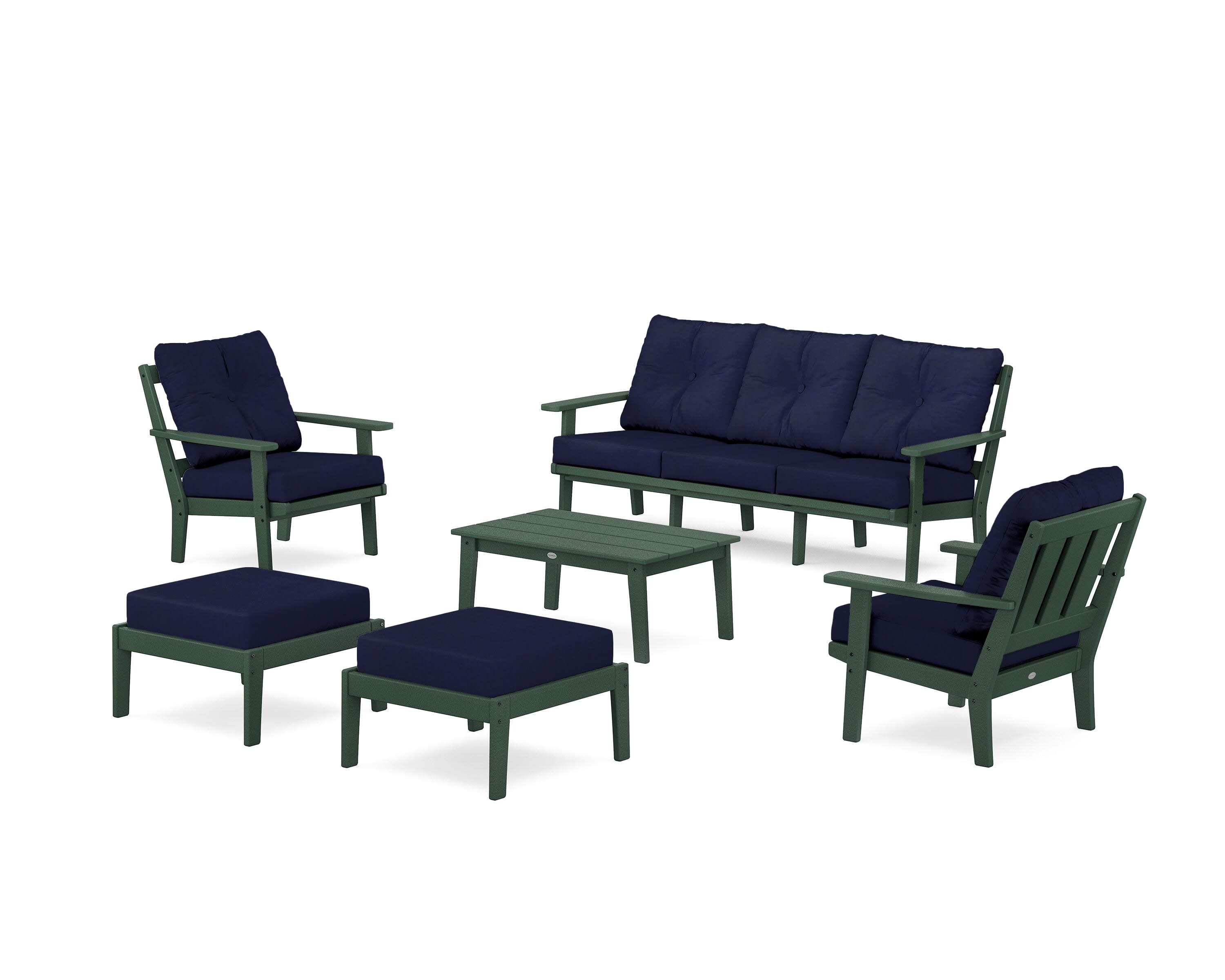 Oxford 6-Piece Lounge Sofa Set in Green / Navy