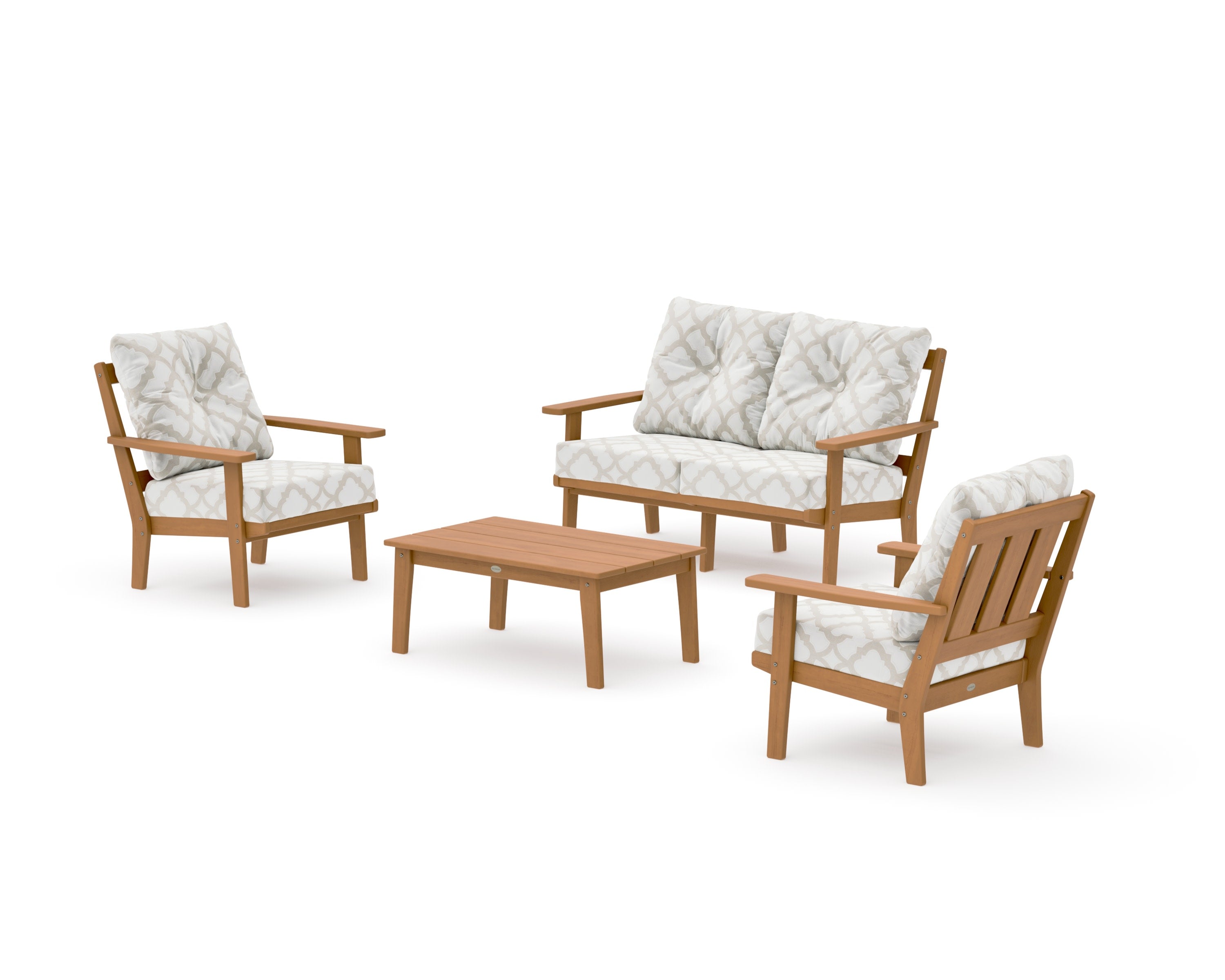 Oxford 4-Piece Deep Seating Set with Loveseat in Natural / Trellis Dune Burlap