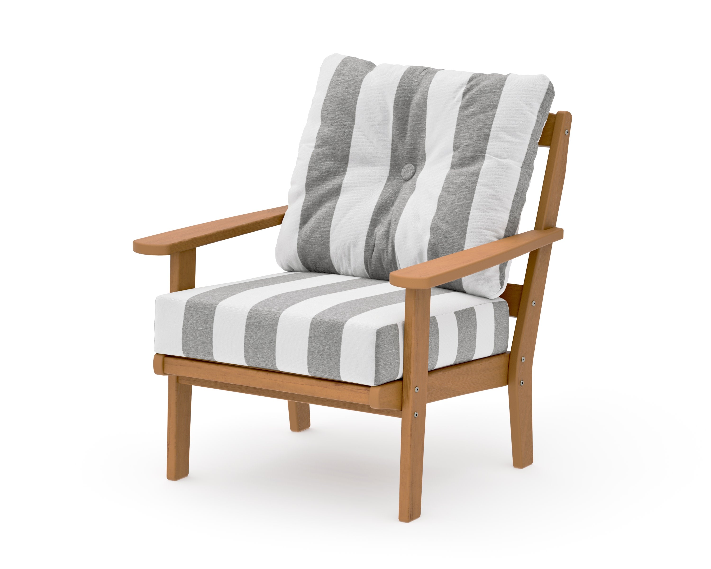 Mission Deep Seating Chair in Natural / Cabana Stripe Grey Mist