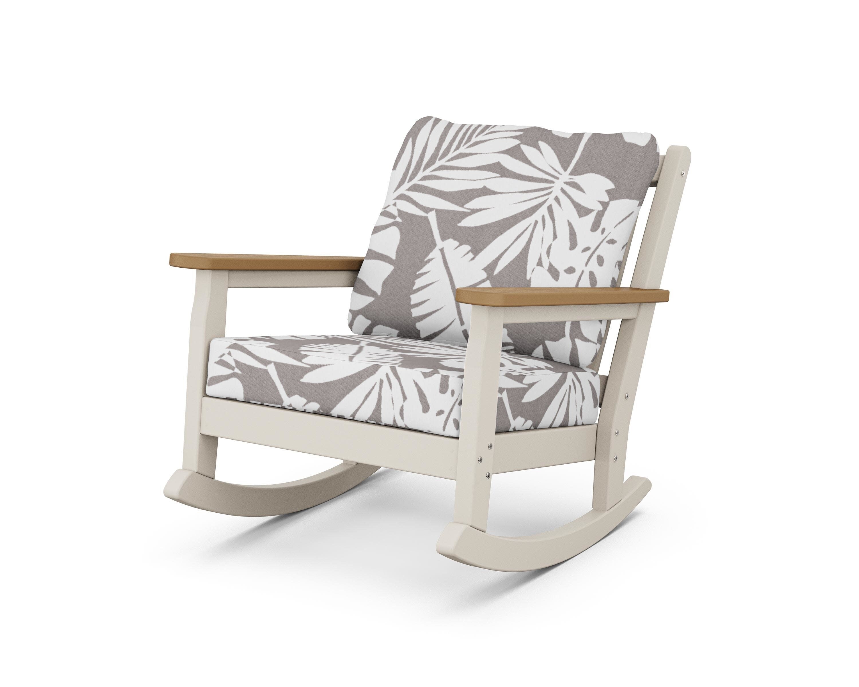 Chippendale Deep Seating Rocking Chair in Sand / Natural / Leaf Grey Mist