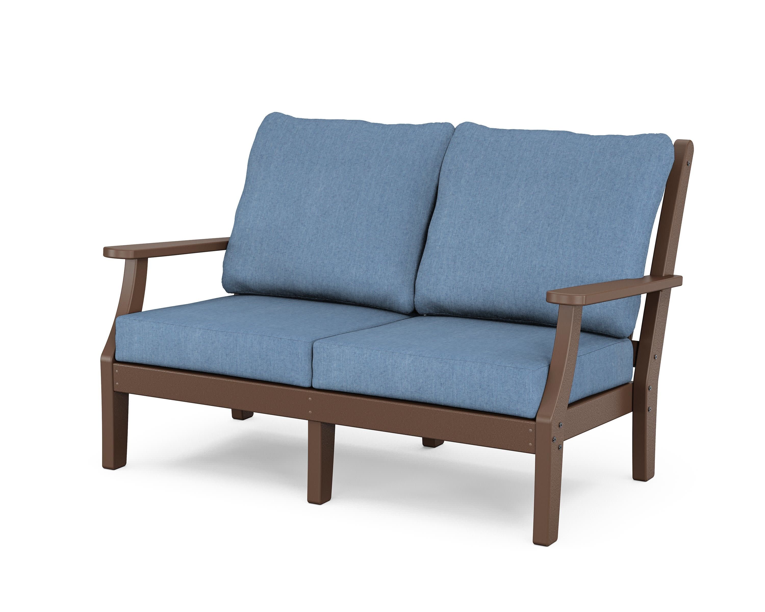 Wovendale Deep Seating Loveseat in Mahogany / Sky Blue