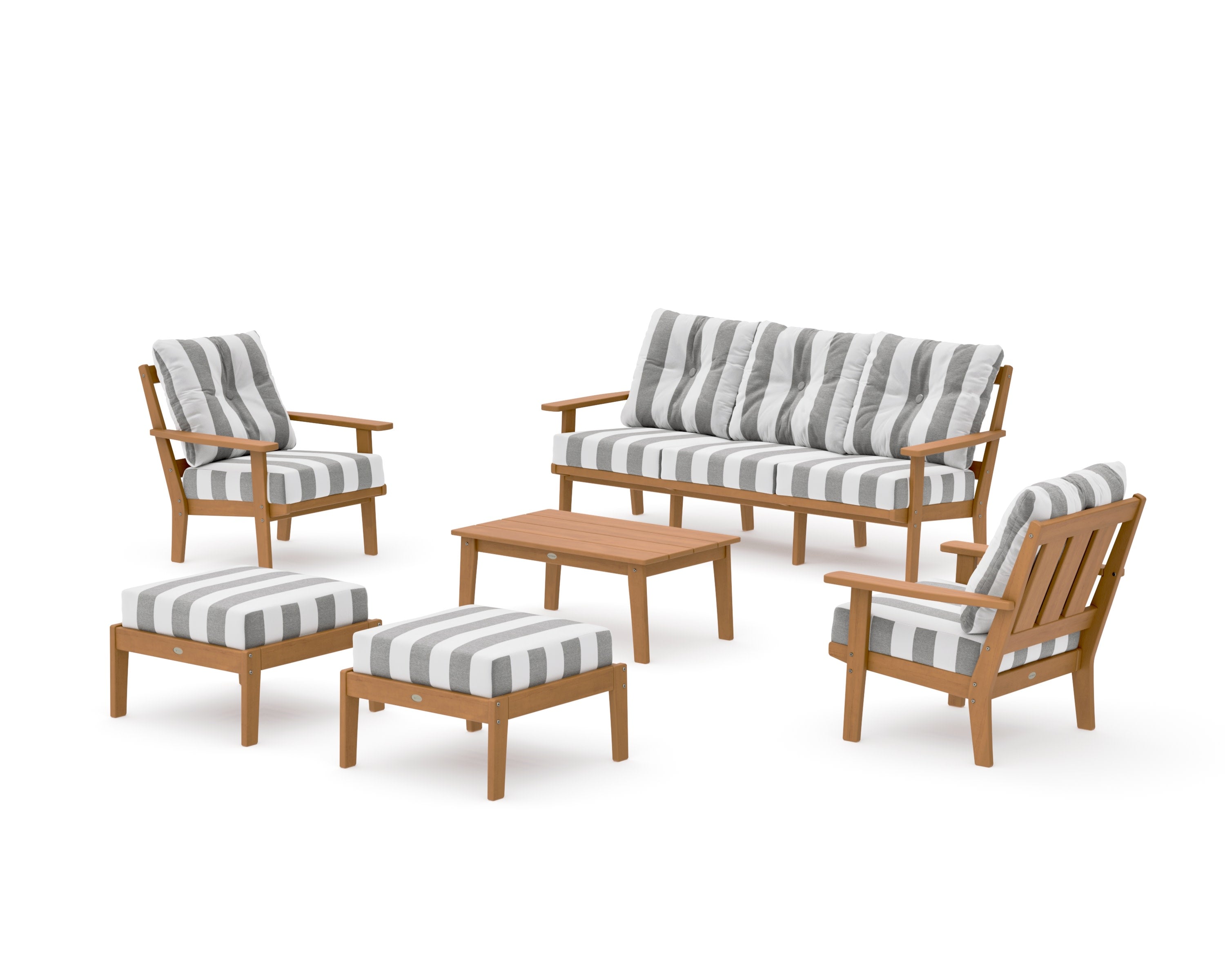 Oxford 6-Piece Lounge Sofa Set in Natural / Cabana Stripe Grey Mist