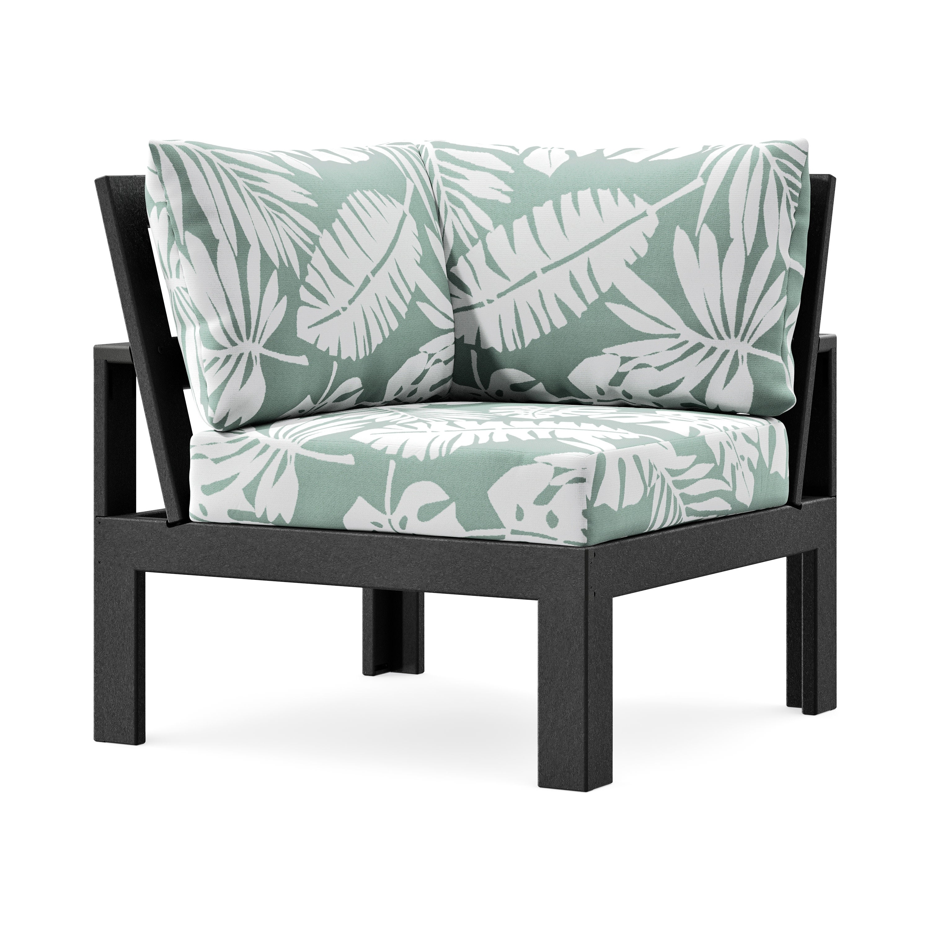 Modular Corner Chair in Black / Leaf Glacier Spa