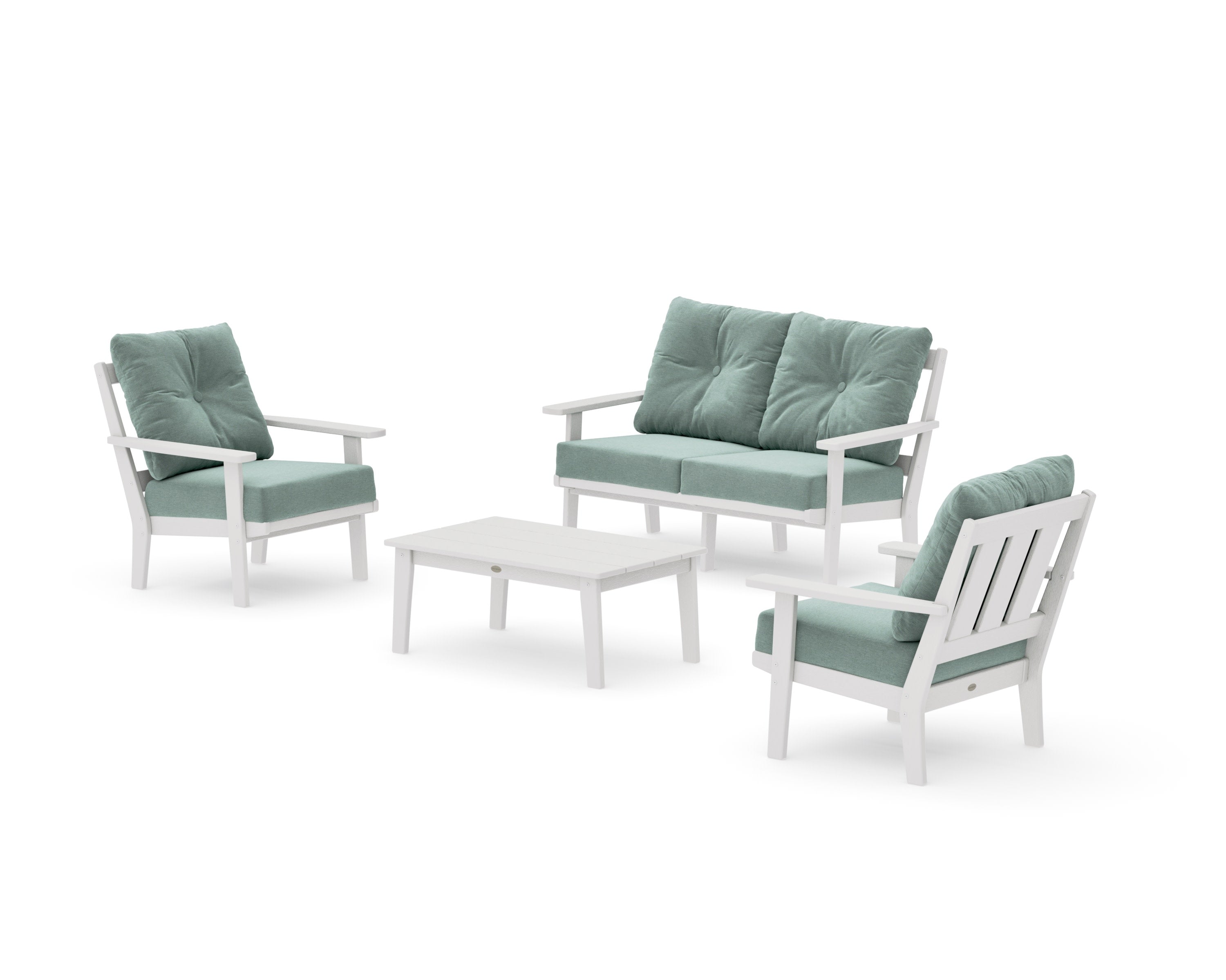 Oxford 4-Piece Deep Seating Set with Loveseat in Vintage White / Glacier Spa