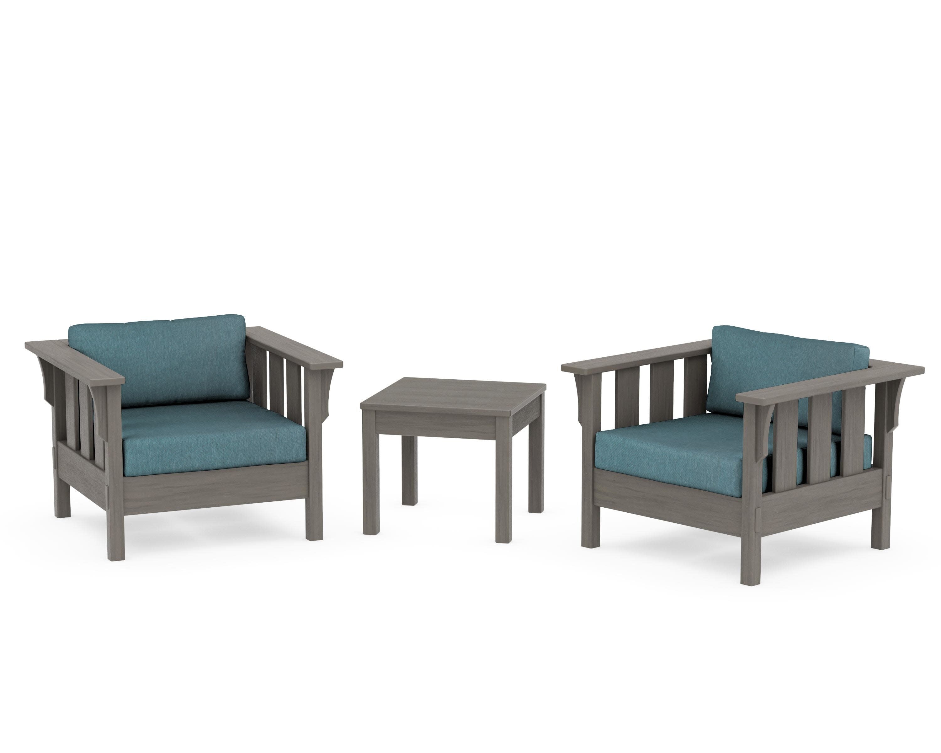 Acadia 3-Piece Deep Seating Set in Driftwood / Ocean Teal