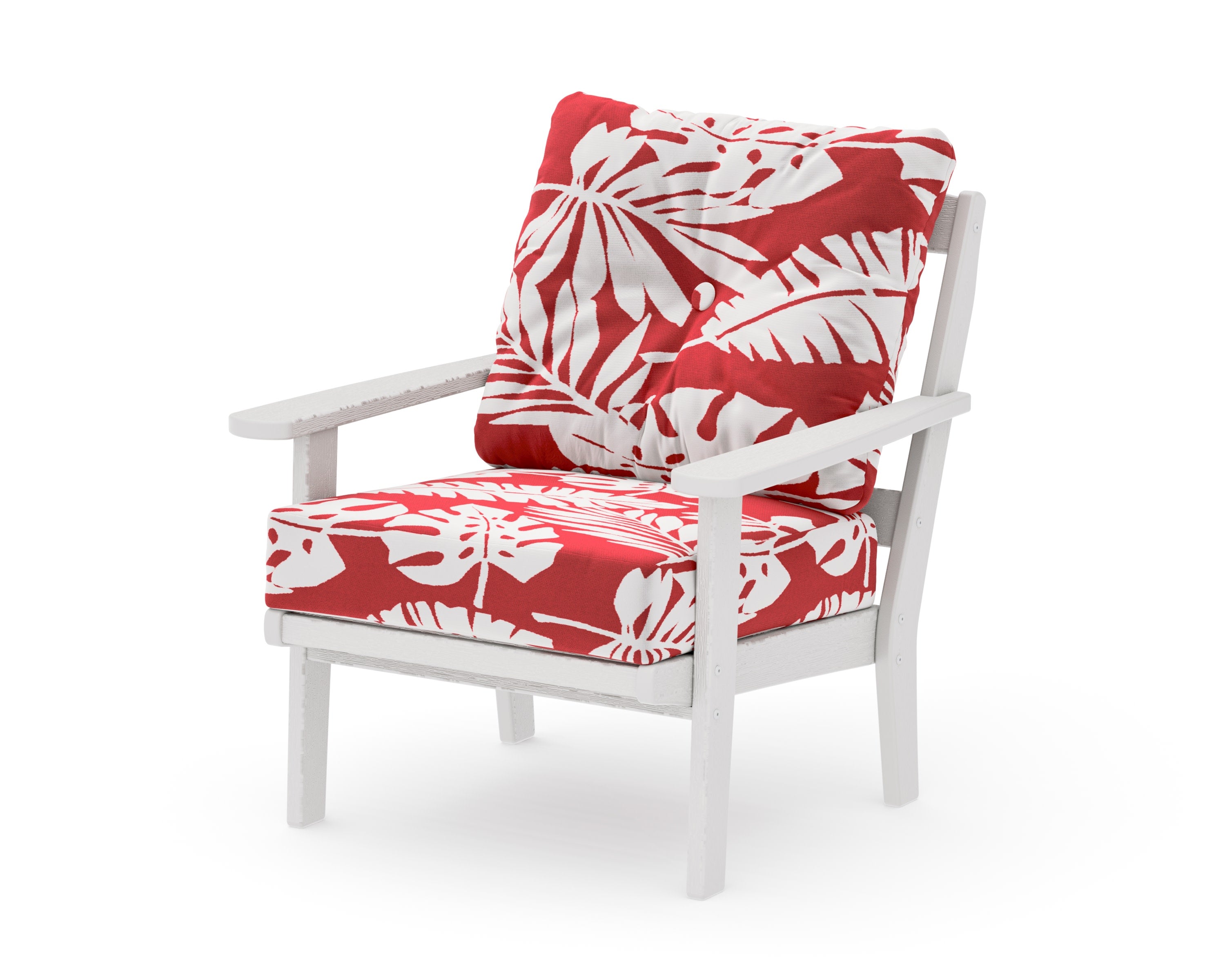 Mission Deep Seating Chair in Vintage White / Leaf Crimson