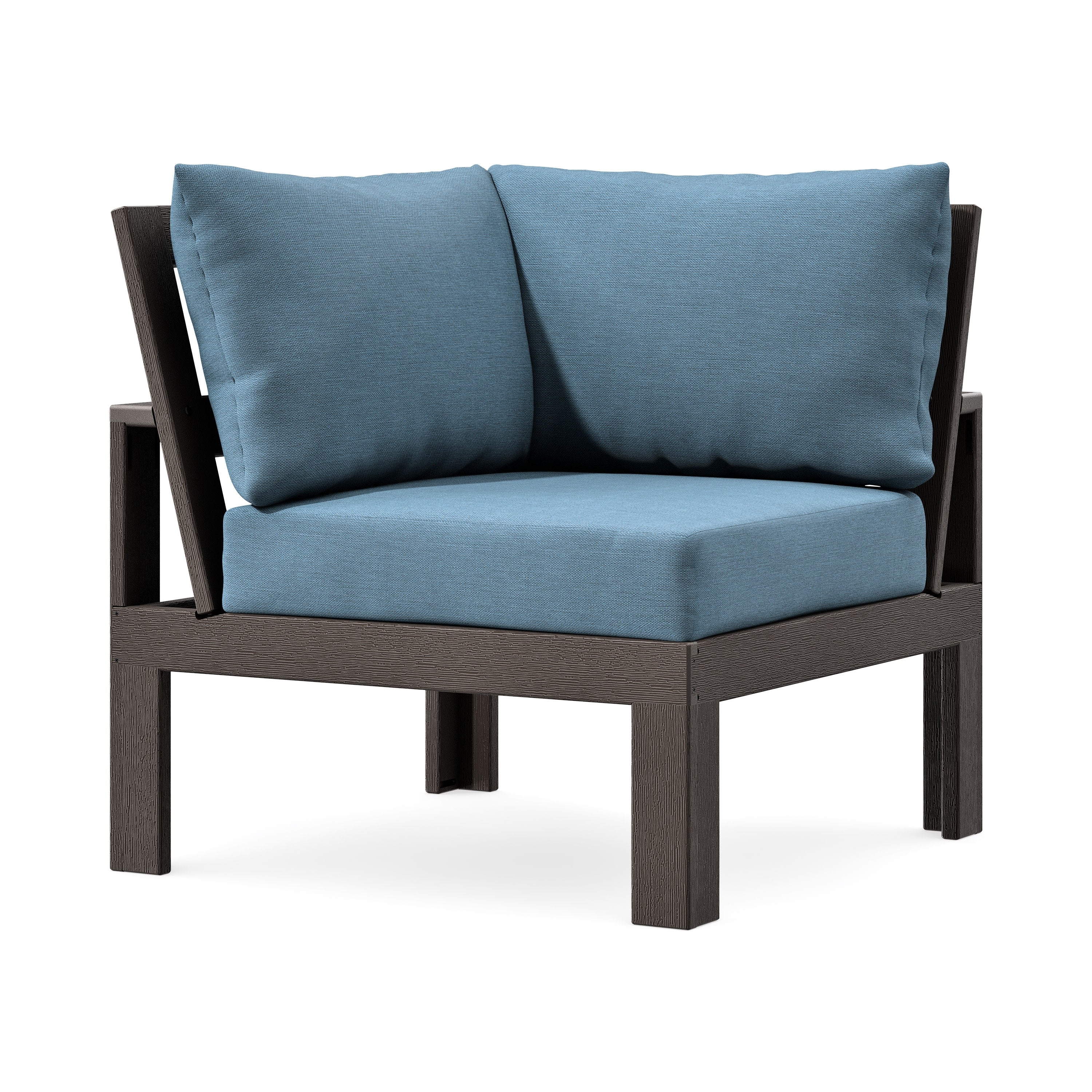 Modular Corner Chair in Vintage Coffee / Sky Blue