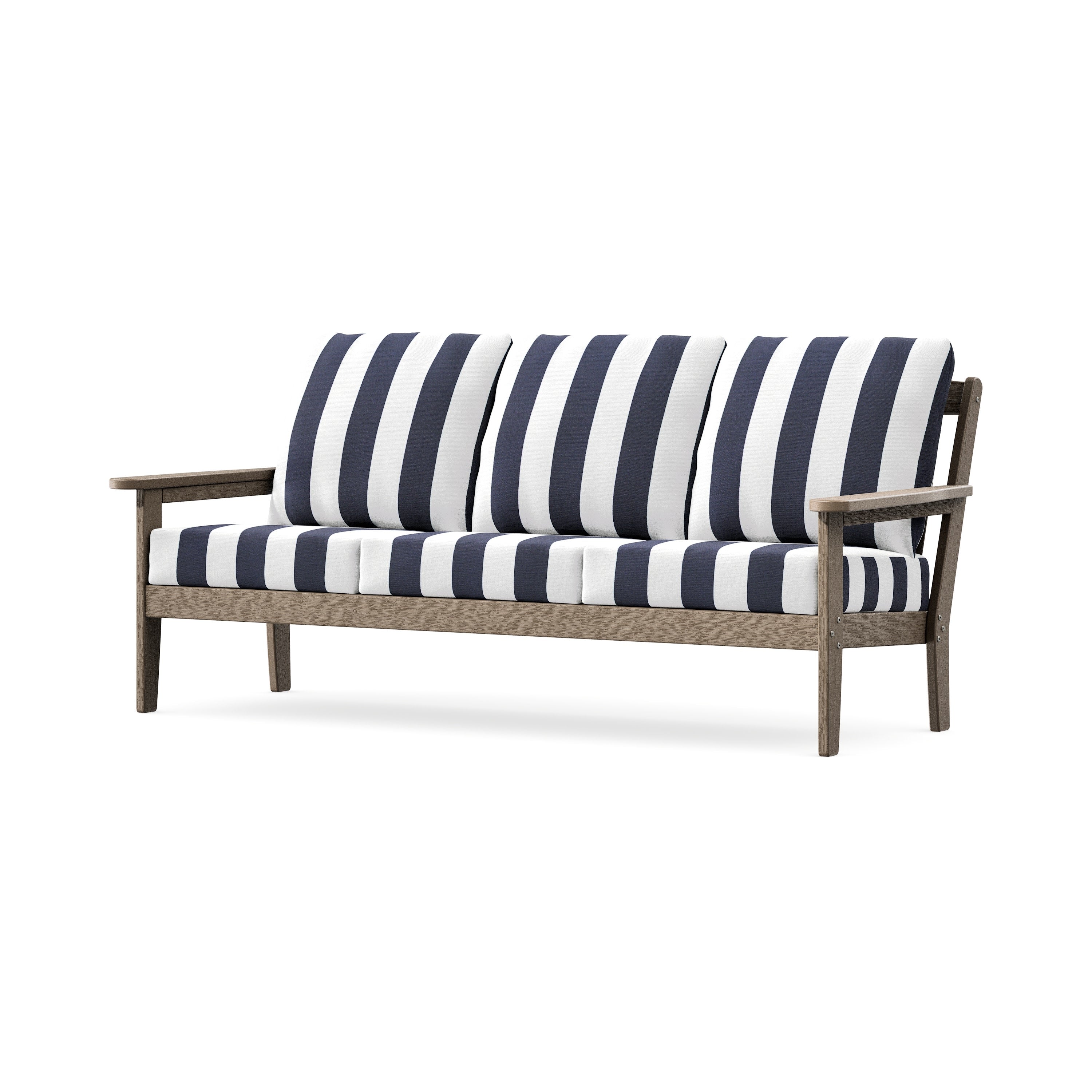 Cottage Deep Seating Sofa in Vintage Sahara / Cabana Stripe Navy