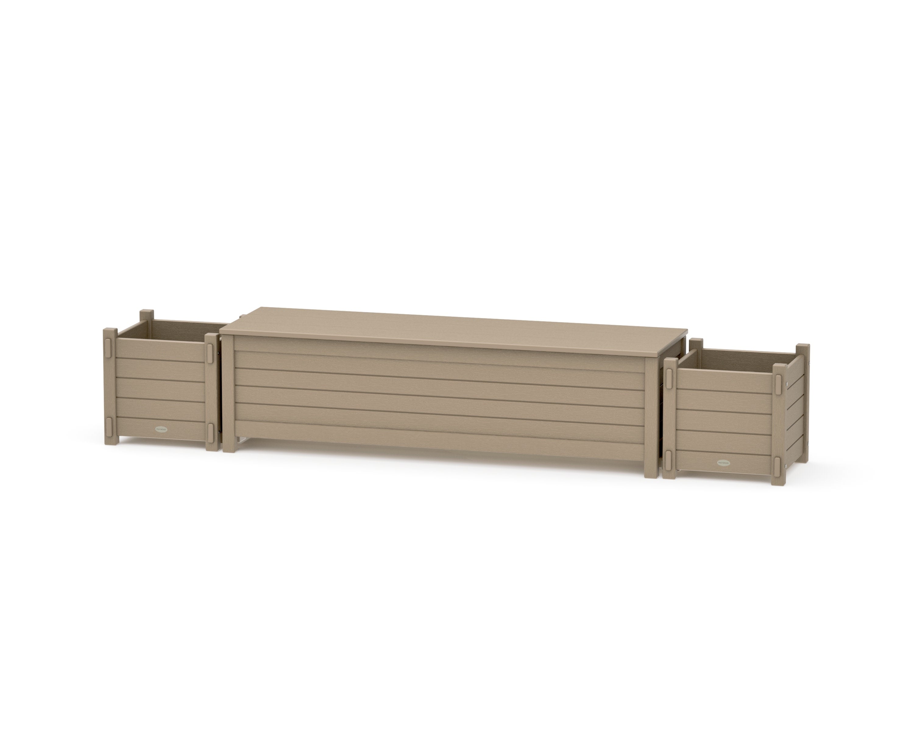 60" Nautical Straight Planter Storage Bench Set in Vintage Sahara