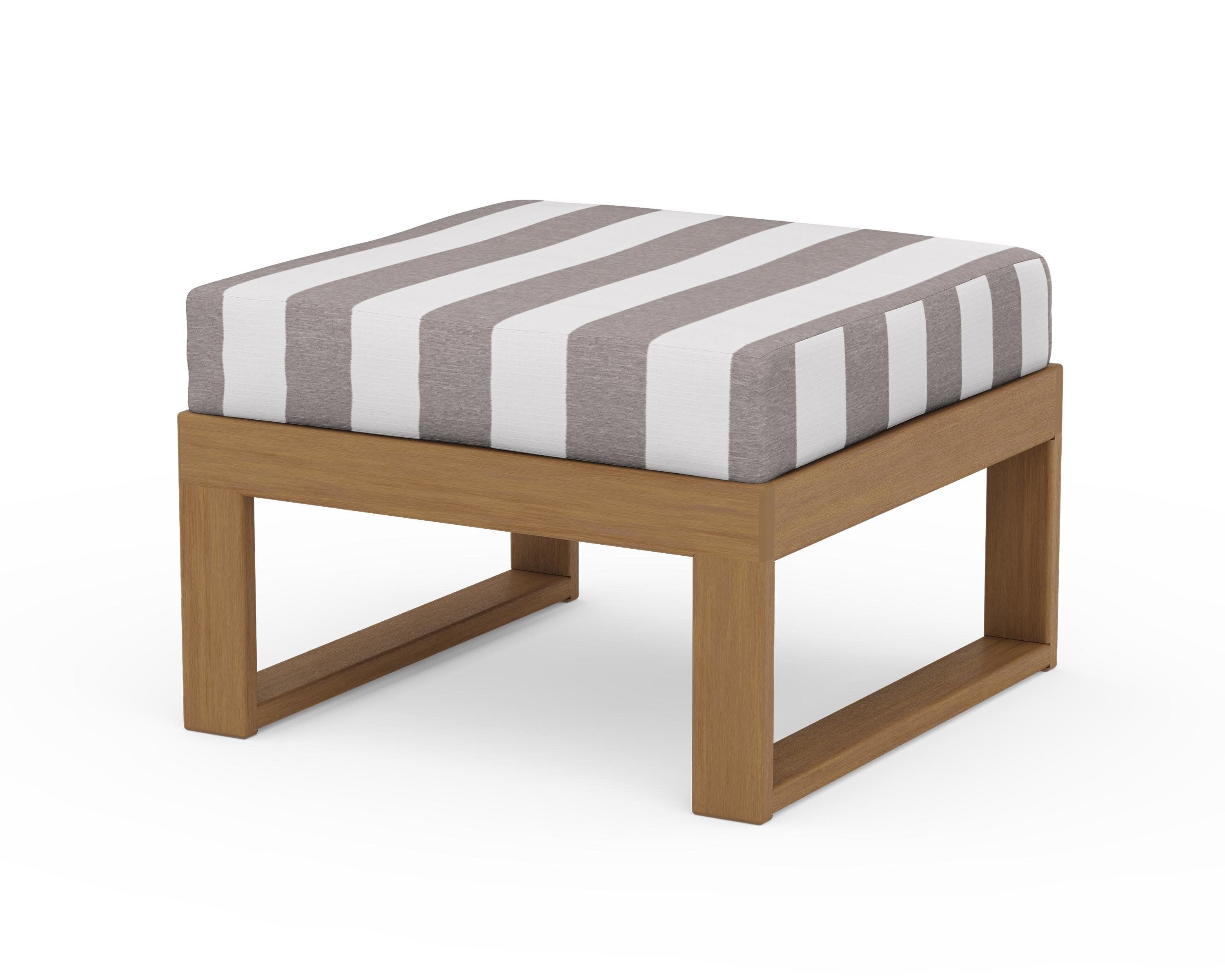 Modular Ottoman - Modern in Natural / Cabana Stripe Grey Mist