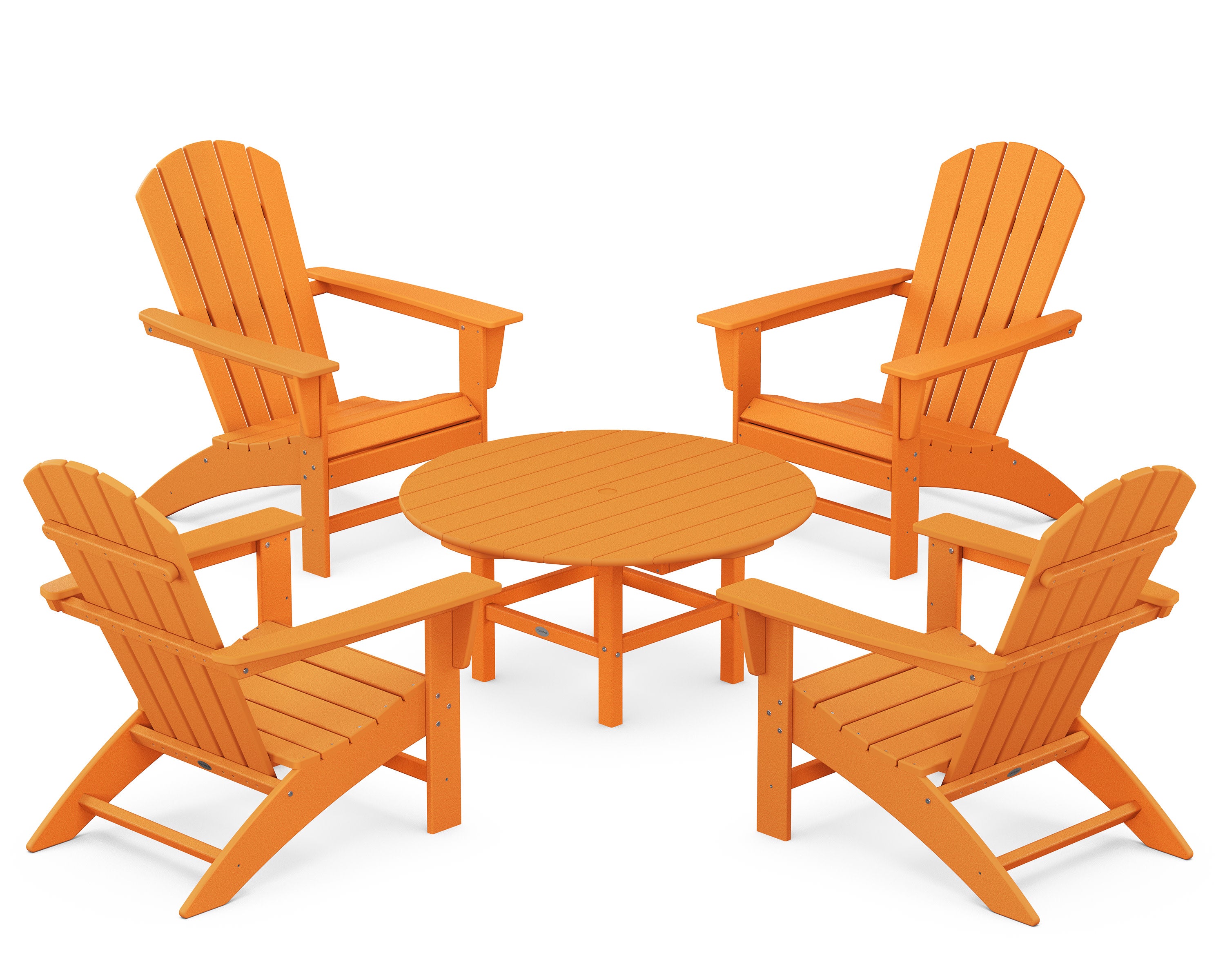 Nautical 5-Piece Adirondack Chair Conversation Set in Tangerine