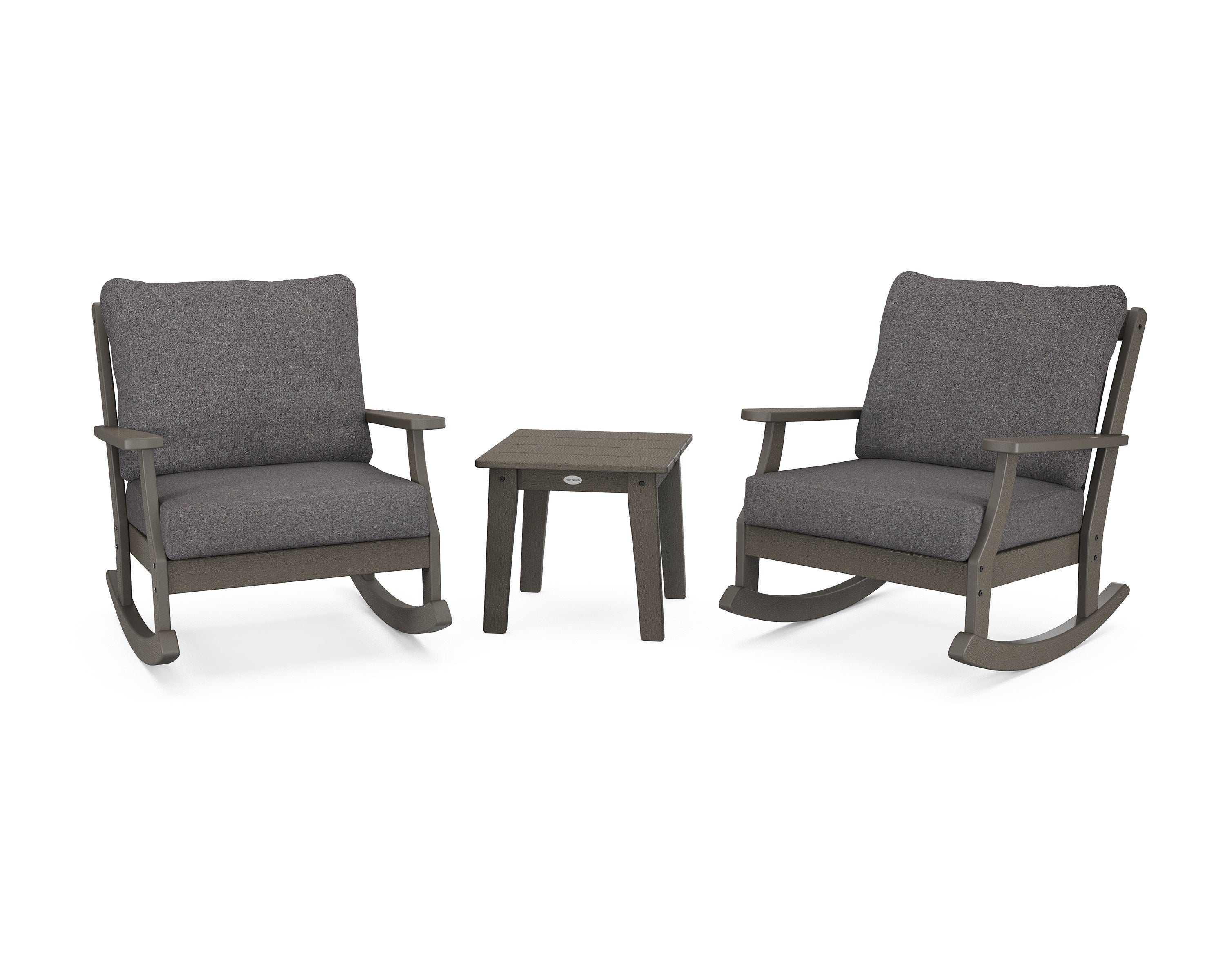 Braxton 3-Piece Deep Seating Rocker Set in Vintage Coffee / Ash Charcoal