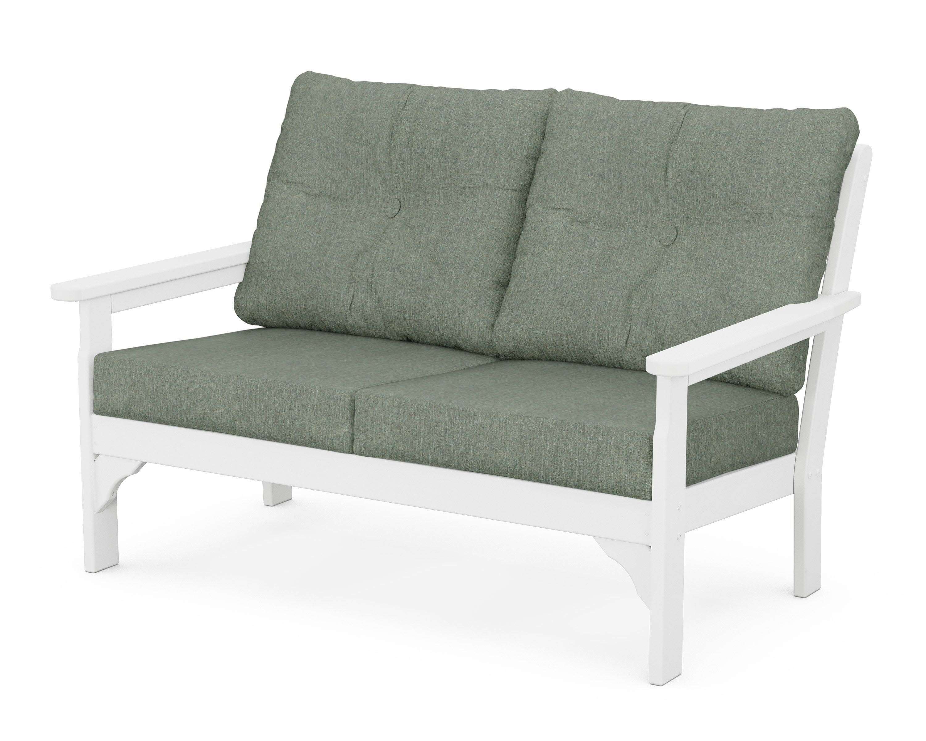 Vineyard Deep Seating Loveseat in White / Cast Sage