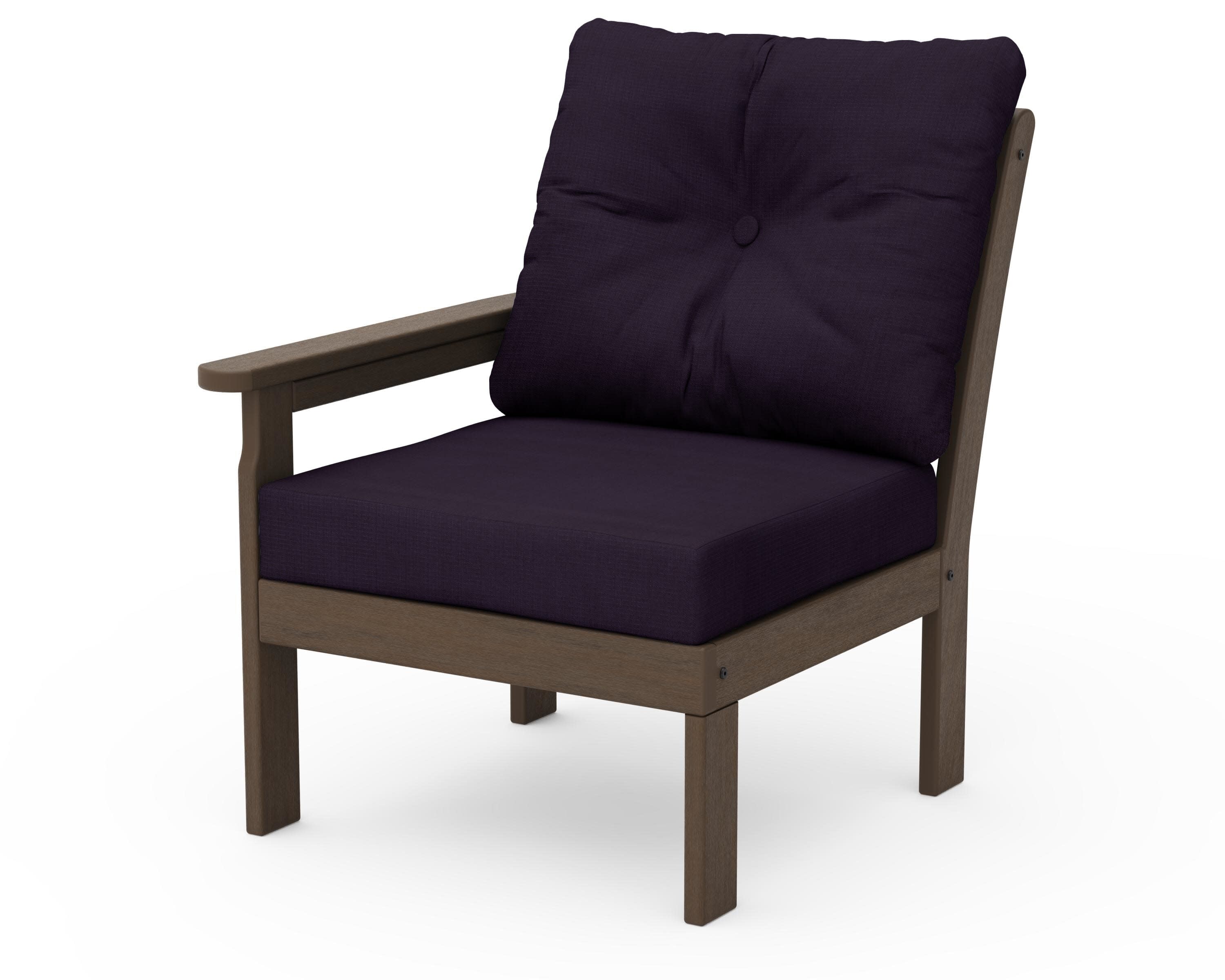 Vineyard Modular Left Arm Chair in Kona / Navy Linen