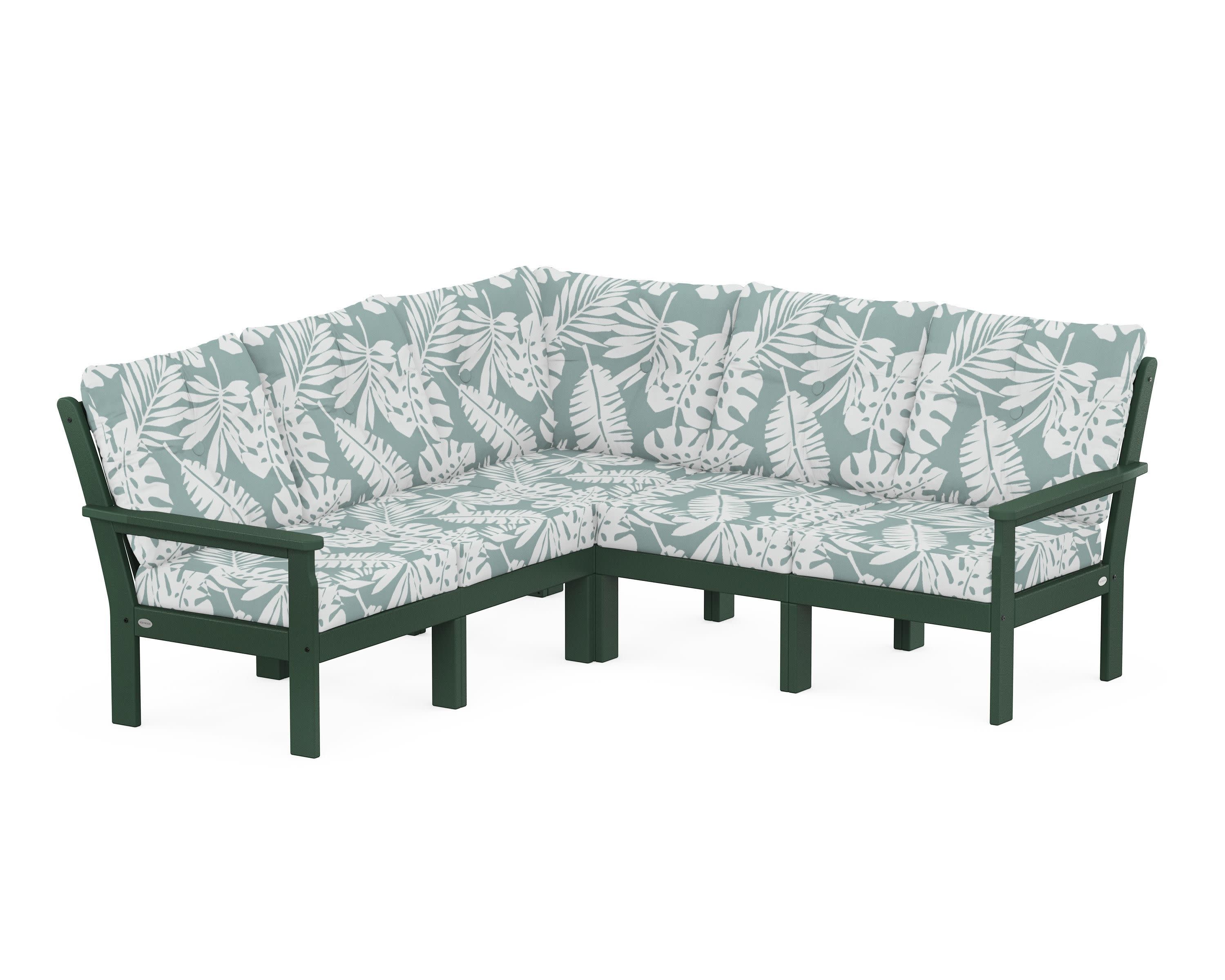 Vineyard 5-Piece Sectional in Green / Leaf Glacier Spa