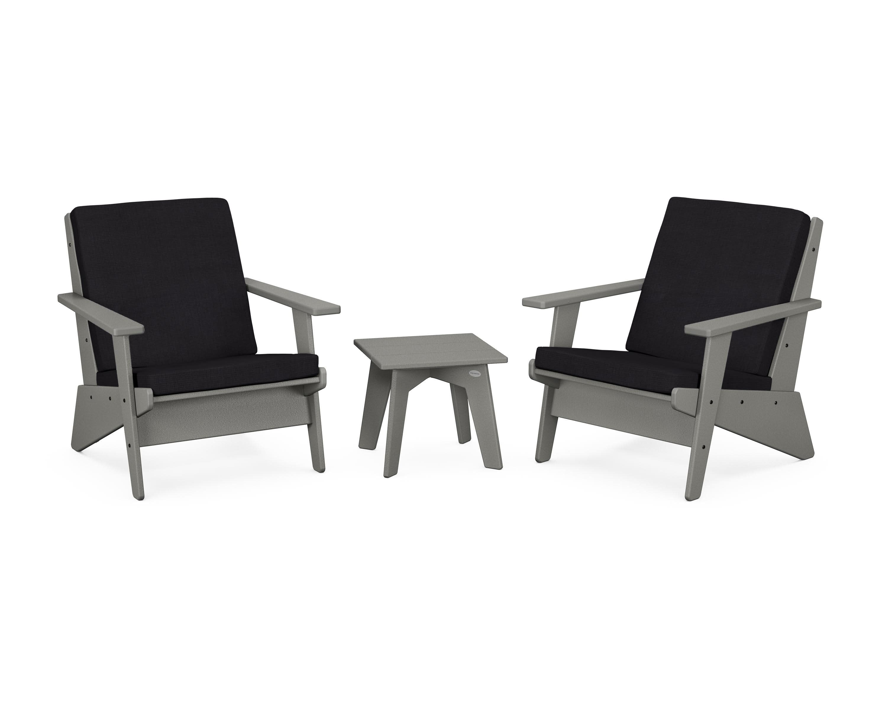 Riviera Modern Lounge 3-Piece Set in Slate Grey / Midnight Linen