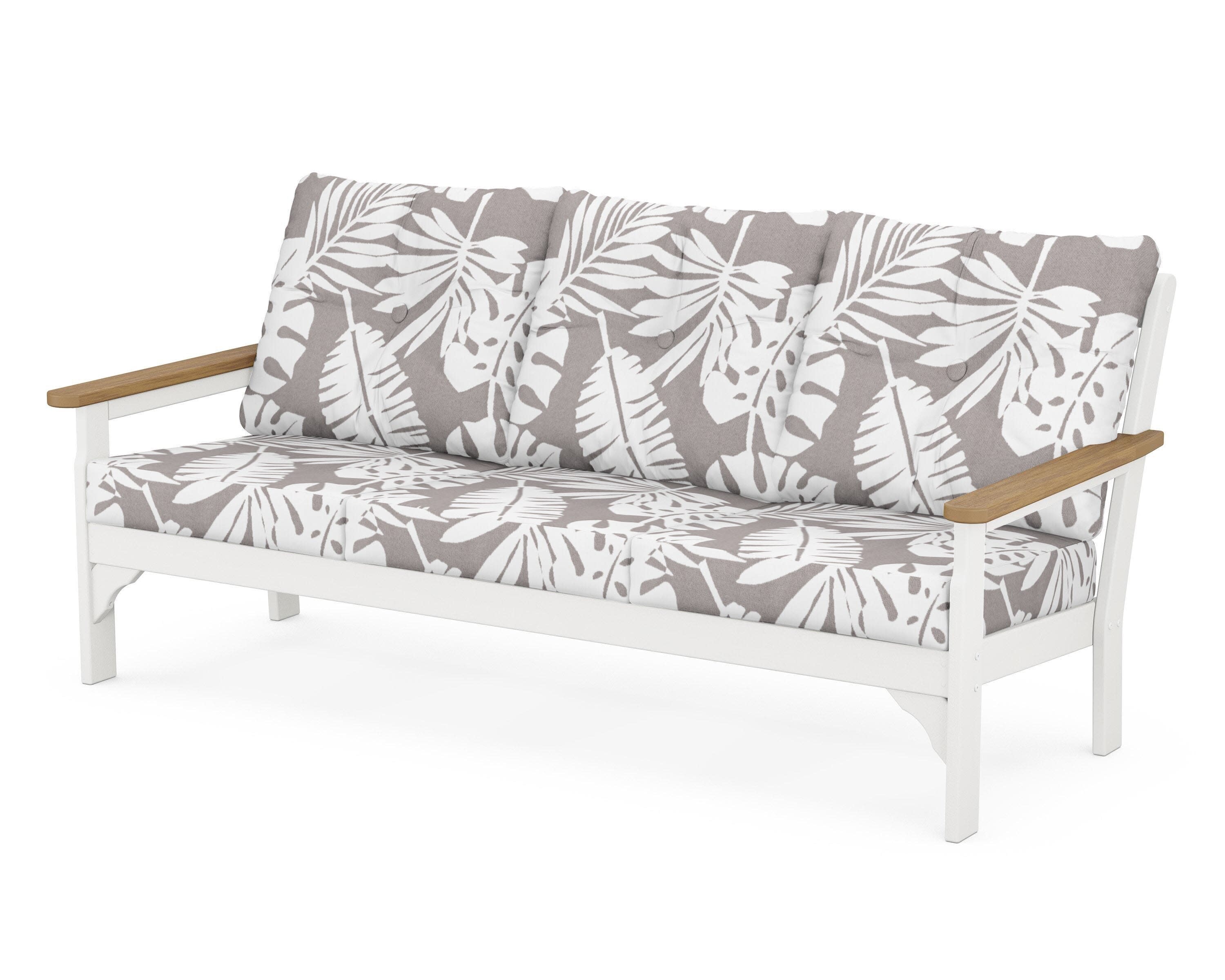 Vineyard Deep Seating Sofa in White / Natural / Leaf Grey Mist