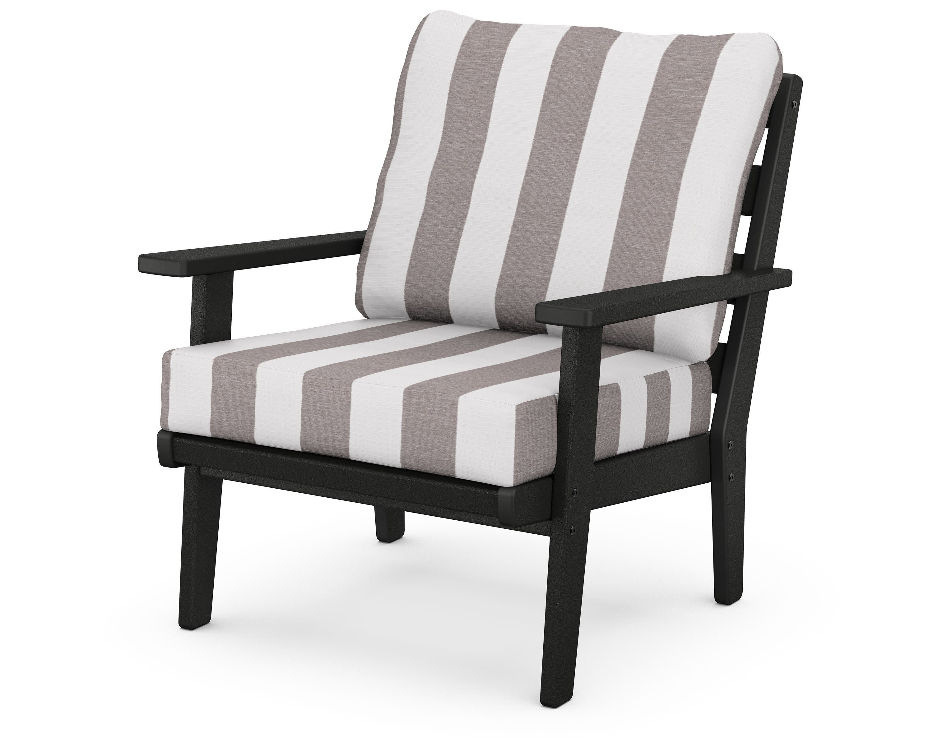 Grant Park Deep Seating Chair in Black / Cabana Stripe Grey Mist